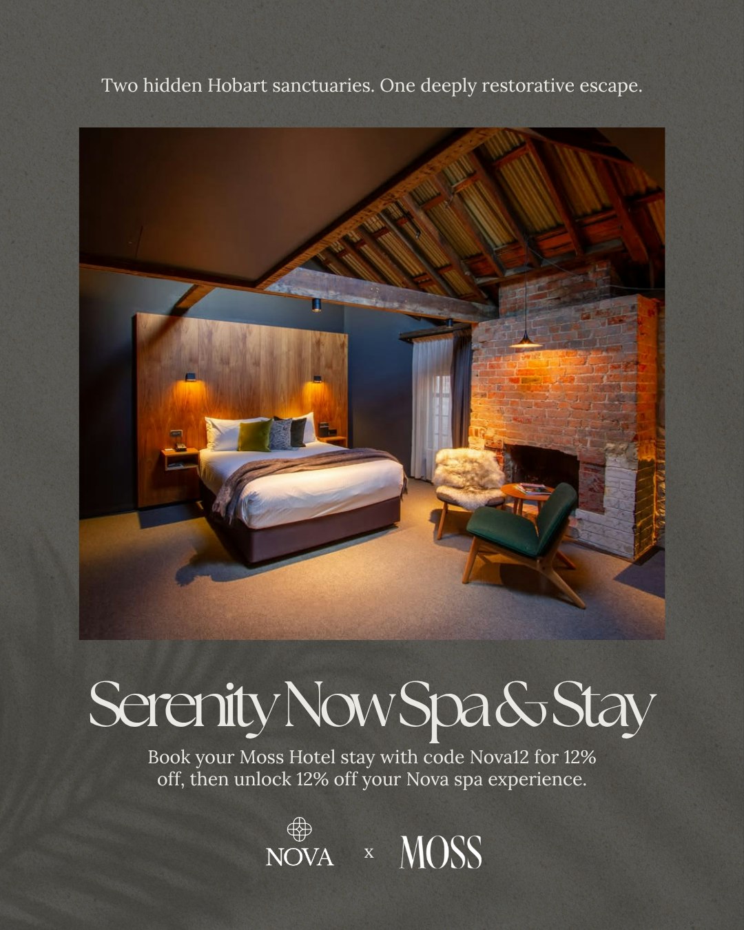 In Hobart for a conference, a celebration or a weekend away? ✨
Make space to come back to yourself. Stay in quiet elegance at @mosshotel, then continue your restoration at Nova with a bespoke massage, holistic facial or a soak in the bathhouse.
Book your stay with the code Nova12 for 12% off, then enjoy 12% off your Nova experience too.
Restore, reset and reconnect.
#NovaHolisticSpa #MossHotel #HobartTasmania #SpaAndStay #HobartEvents #DiscoverTasmania