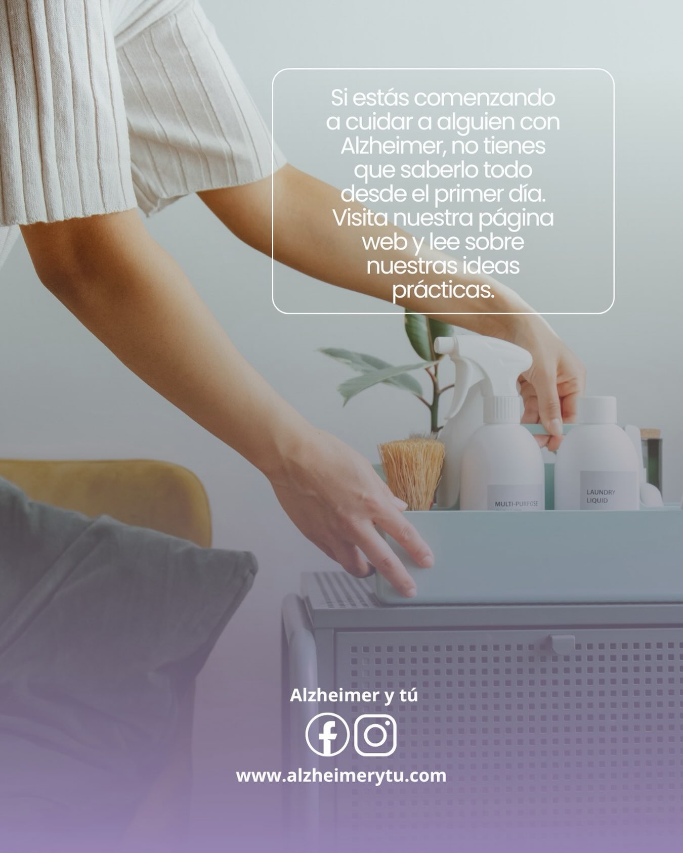 ✨ Cuando comienzas a cuidar a una persona con Alzheimer, puedes tener muchas preguntas y dudas. Es normal. Sin embargo, no tienes que hacerlo perfecto, solo necesitas 𝑖𝑛𝑓𝑜𝑟𝑚𝑎𝑐𝑖𝑜́𝑛 𝑐𝑙𝑎𝑟𝑎, 𝑎𝑝𝑜𝑦𝑜 𝑦 𝑜𝑟𝑔𝑎𝑛𝑖𝑧𝑎𝑐𝑖𝑜́𝑛.
✨ Si estás comenzando a cuidar a un ser querido con esta enfermedad, te invitamos a suscribirte al boletín de 𝗔𝗹𝘇𝗵𝗲𝗶𝗺𝗲𝗿 𝘆 𝗧𝘂́ para que recibas ideas prácticas y avisos sobre próximos talleres y eventos.
✨ Visita nuestro blog en www.alzheimerytu.com. 💜