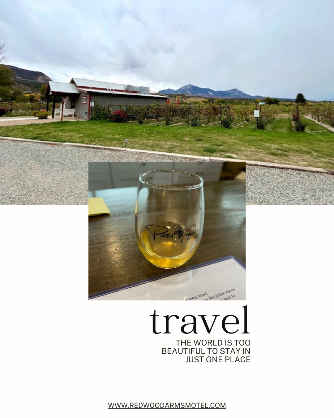 Escape to the serene beauty of Painted Vineyard in Paonia, Colorado. Nestled in the North Fork Valley, this lovely and beautiful winery is a haven for wine lovers and adventurers. Enjoy handcrafted wines, breathtaking mountain views, and a relaxing atmosphere. Whether you're exploring Paonia for the weekend or just passing through, make sure to add this hidden gem to your itinerary. Cheers to new adventures! π·
Visit: www.redwoodarmsmotel.com
π 65 HWY 133, Paonia, CO 81428
π 970-527-4148.
#paoniawineries #explorecolorado #winesofcolorado #paonia #redwoodarmsmotel