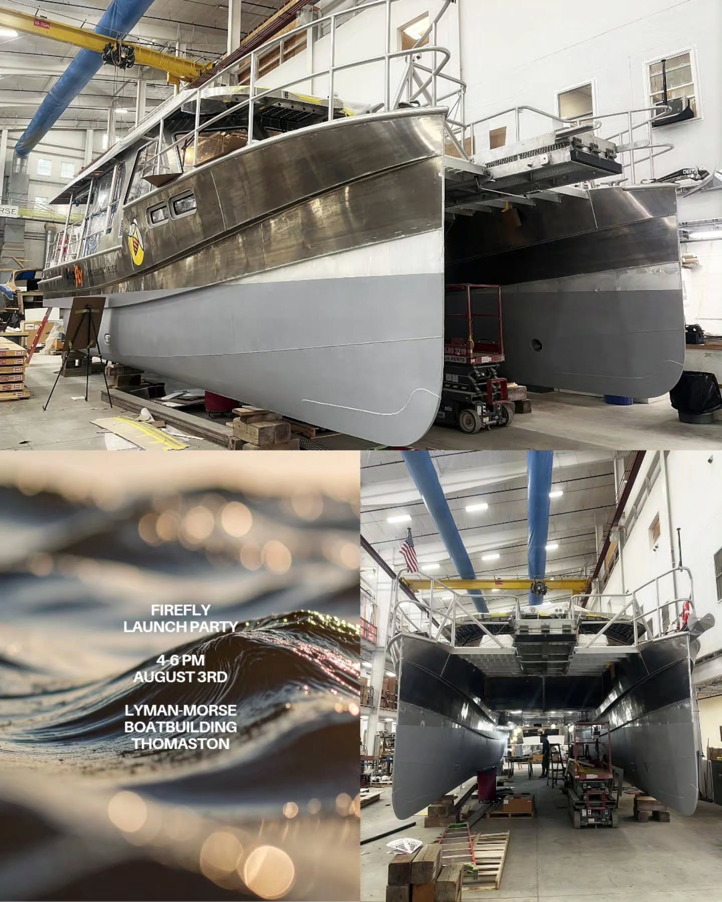 Meet Firefly — Lyman-Morse’s cutting-edge, all-electric, solar-powered aluminum boat.
Join us for the public launch party in Thomaston on Monday, August 3rd from 4–6 PM.
Come see what else LM is building.
See you in Thomaston!