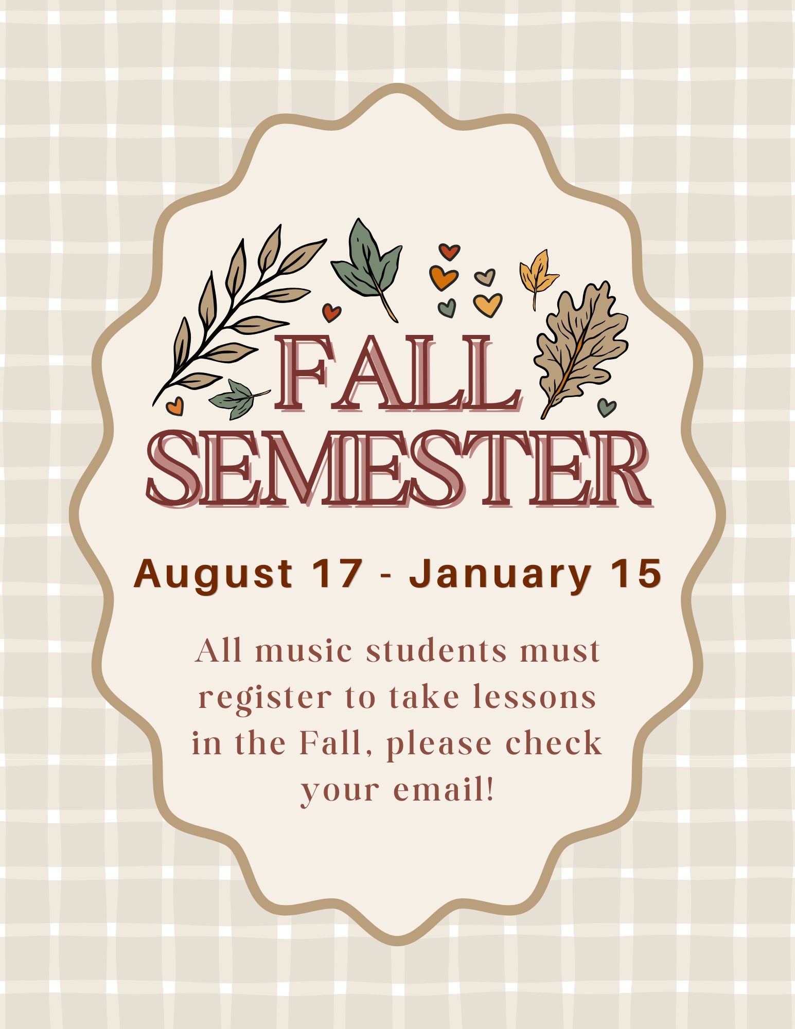 Our Fall Semester begins August 17th! All music students must register to take lessons in the Fall, please check your email!
Art Class registration coming soon...