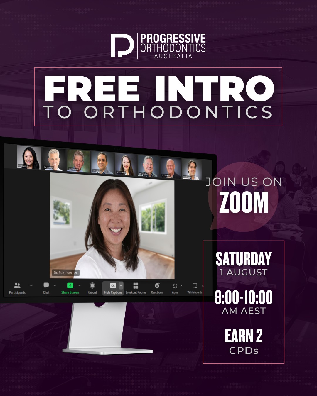 📆 Join us this Saturday for a Free Intro to #Orthodontics on Zoom with instructor Dr. Sue-Jean Lee! Earn free #CPDs while you learn about our comprehensive approach to #ortho and make a confident, informed decision about joining our next-gen Comprehensive series.
👥 Be sure to invite your colleagues you know someone who may benefit from this opportunity! Contact Zita at +61 402 314 528 for the meeting information. We look forward to meeting you there!