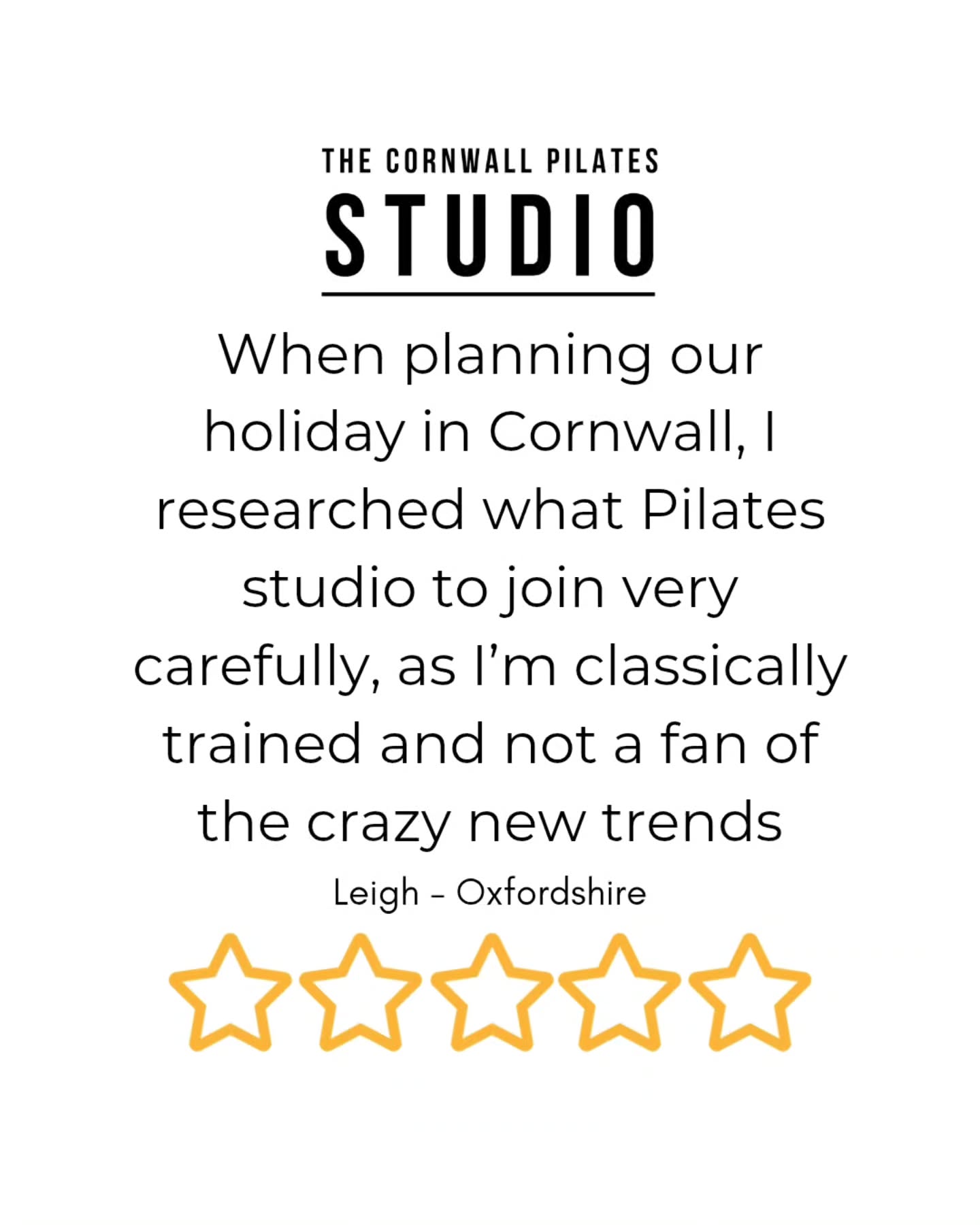 Teachers choice!
Those that really know and understand the Pilates method always find us.
Leigh is a classically trained teacher so you know she knows Pilates, here's what she had to say about her experience with us:
'When planning our holiday in Cornwall, I researched what Pilates studio to join very carefully, as I’m classically trained and not a fan of the crazy new trends claiming to be Pilates.
Stacy is an exceptional teacher (as is her apprentice), who manages to stretch everyone in class whilst remaining true to Joseph Pilates rigour and technique - and making us laugh.
I felt stronger and more agile than I have felt for years - after the two weeks of classes.
I wish I could take this studio back to Oxfordshire with me!'
We absolutely loved working with you too Leigh and hope to work with you again soon!
#clienttestimonials #clientreviews #pilatesteacherschooseus