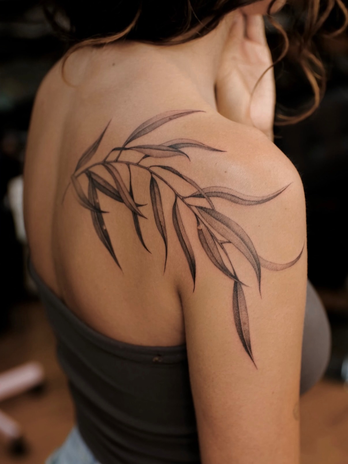 willow leaves in honor of little Willow - a daughter of beautiful client ✨ 🥹 truly such a special design! #willowtattoo #tattoohawaii #tattoobigisland #tattoowaimea #tattookona