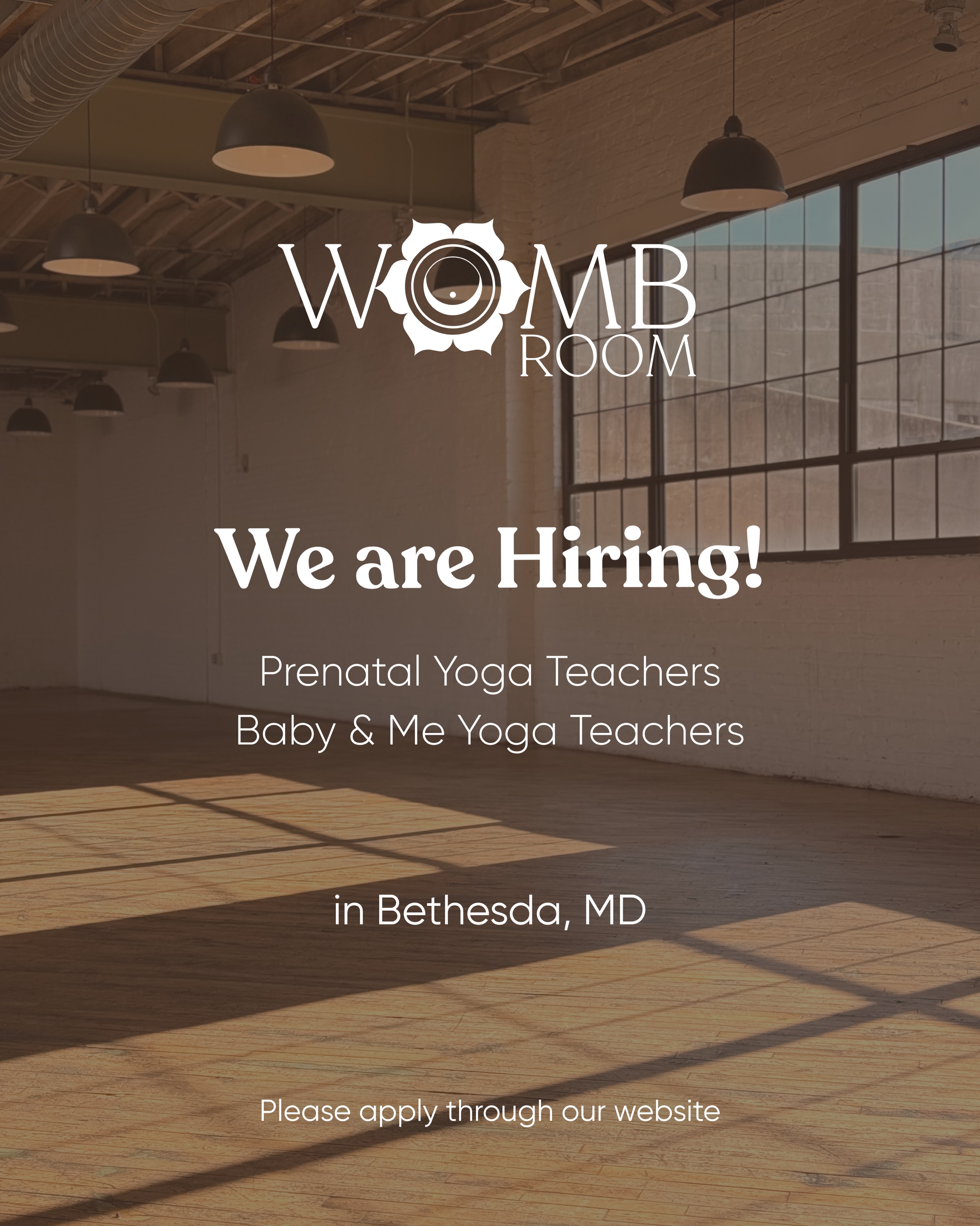 We are hiring in Bethesda, MD. We are looking for Prenatal Yoga Teachers & Baby & Me Yoga Teachers.
Please apply through our website. Link in bio.