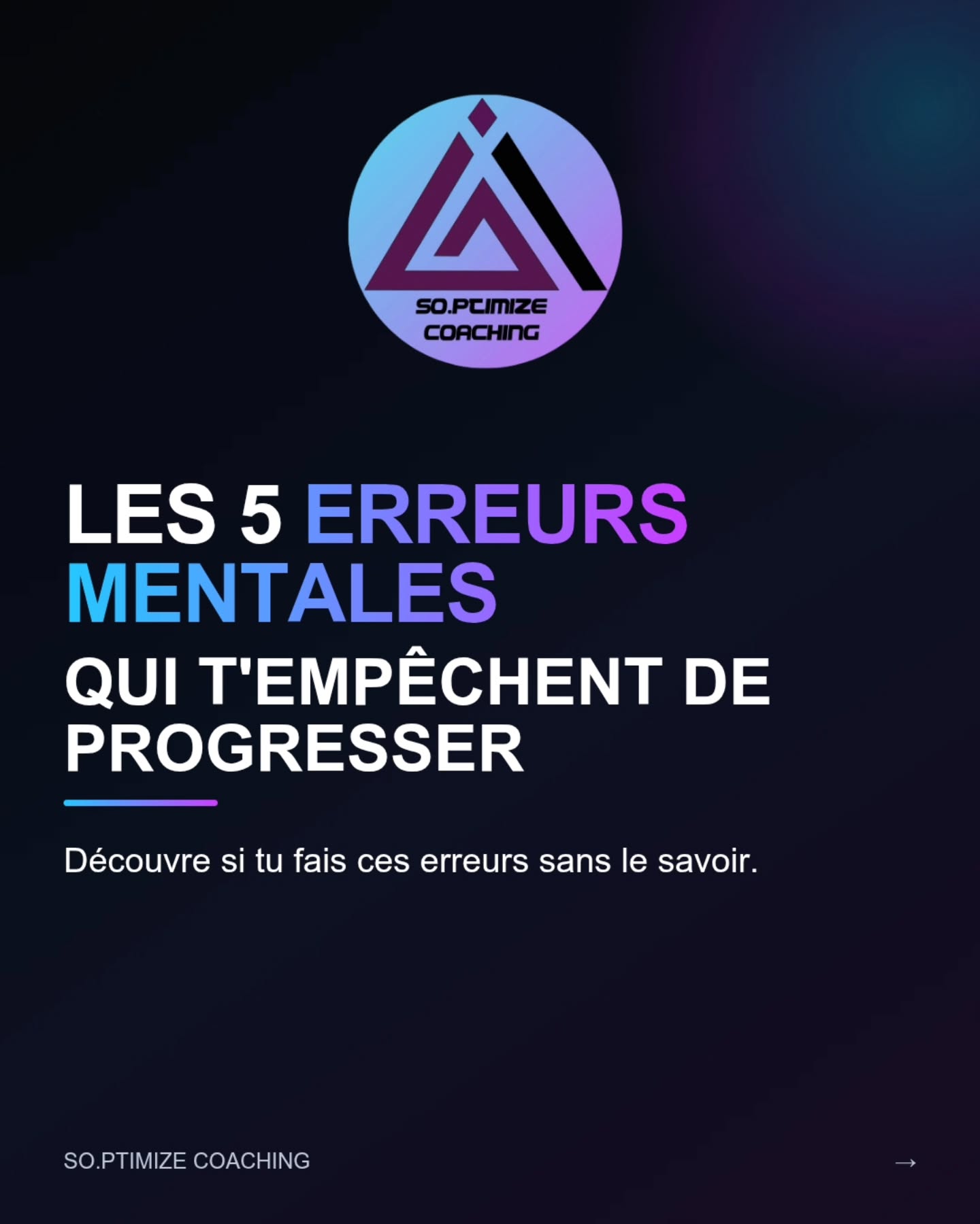 🧠 La différence entre deux sportifs se joue parfois dans les petits détails.
Très souvent, c'est le mental qui fait la différence.
Combien de fois as-tu déjà :
❌ attendu d'être motivé pour agir ?
❌ voulu des résultats immédiats ?
❌ abandonné après un échec ?
❌ comparé ta progression à celle des autres ?
Ces erreurs sont fréquentes… mais elles peuvent devenir une force pour toi !
Le mental se travaille comme un muscle : avec de la régularité, de la patience et les bonnes méthodes.
💬 Et toi, quelle erreur fais-tu le plus souvent ? Écris simplement son numéro (1️⃣, 2️⃣, 3️⃣, 4️⃣ ou 5️⃣) en commentaire.
📌 Enregistre ce carrousel pour le relire avant ton prochain entraînement et partage-le à un partenaire qui en a besoin.
🚀 So.ptimize Coaching — Développe ton corps. Renforce ton mental.
