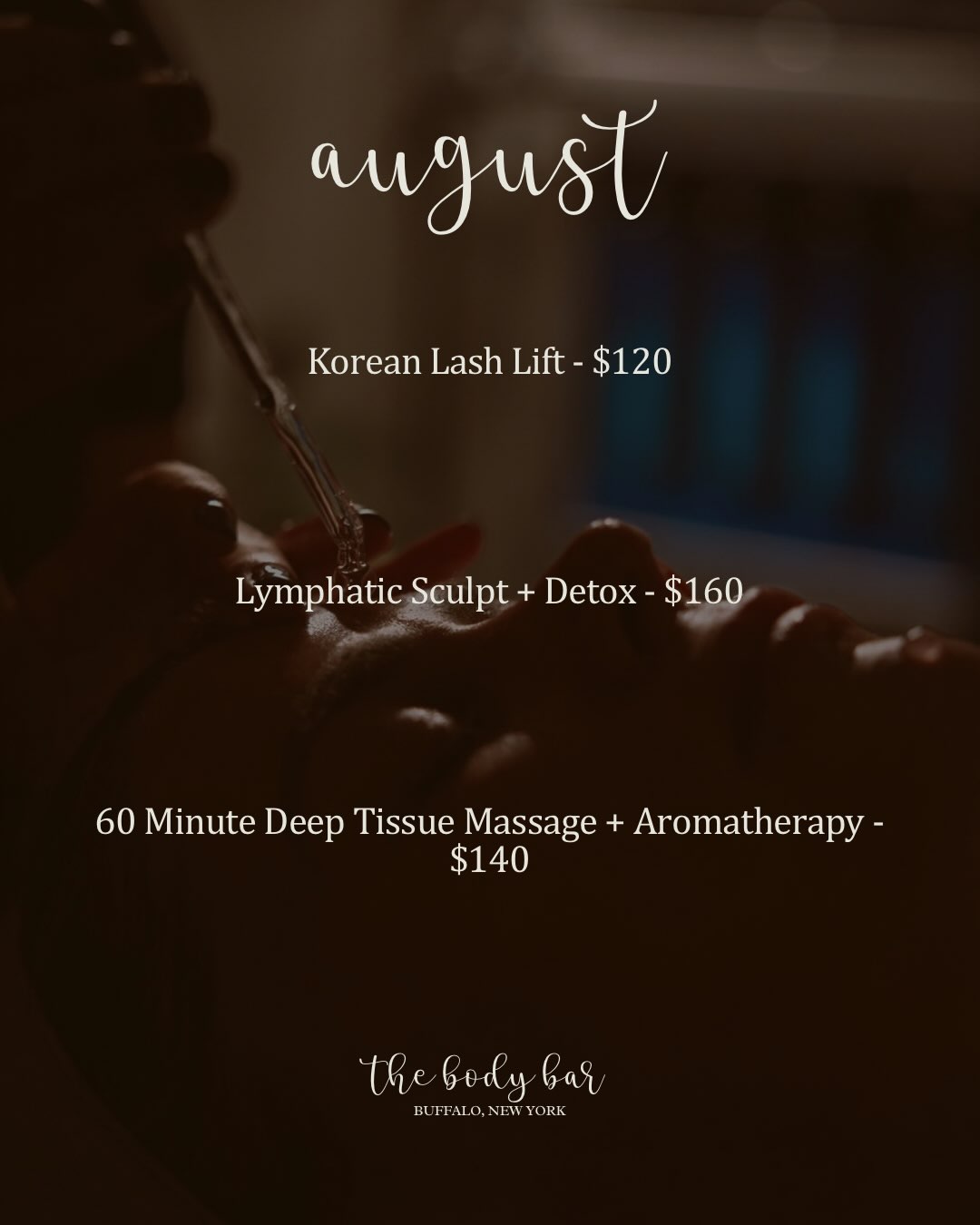 Happy August, everyone! 🫶🏻 Our specials of the month are here!
Korean Lash Lift: Achieve effortlessly lifted, beautifully curled lashes with our Korean Lash Lift. This advanced technique creates a softer, more natural-looking lift from the root while nourishing and strengthening your natural lashes. The result is longer-looking, eye-opening lashes that last for weeks—no lash curler or extensions needed.
Lymphatic Sculpt and Detox: Feel lighter, look more sculpted, and glow from head to toe. This gentle full-body treatment combines rhythmic lymphatic movements with facial cupping to reduce puffiness, enhance contours, improve circulation, and leave you feeling refreshed. Perfect before weddings, vacations, photoshoots, or any special event for a naturally sculpted, radiant appearance.
60 Minute Deep Tissue Massage with Aromatherapy: Melt away tension and restore balance with a focused 60-minute Deep Tissue Massage enhanced by the calming benefits of aromatherapy. This therapeutic treatment helps relieve tight muscles while soothing the senses, leaving you feeling refreshed, relaxed, and renewed. Perfect for relieving everyday aches and stress.
Product of the Month – Glymed Refining Body Scrub with AHAs: A dual-action exfoliating scrub that works on two levels at once, using both chemical and physical exfoliants to smooth rough texture, clear congested skin, and leave the body feeling genuinely soft. The formula blends lactic acid, glycolic acid, and malic acid with apricot seed powder, jojoba esters, and luffa fruit for a thorough yet balanced exfoliation that also replenishes moisture rather than stripping it. A blend of spearmint, peppermint, clove, and ginger essential oils gives each use a distinctly invigorating, spa-like scent experience.
We can’t wait to welcome you in ☀️