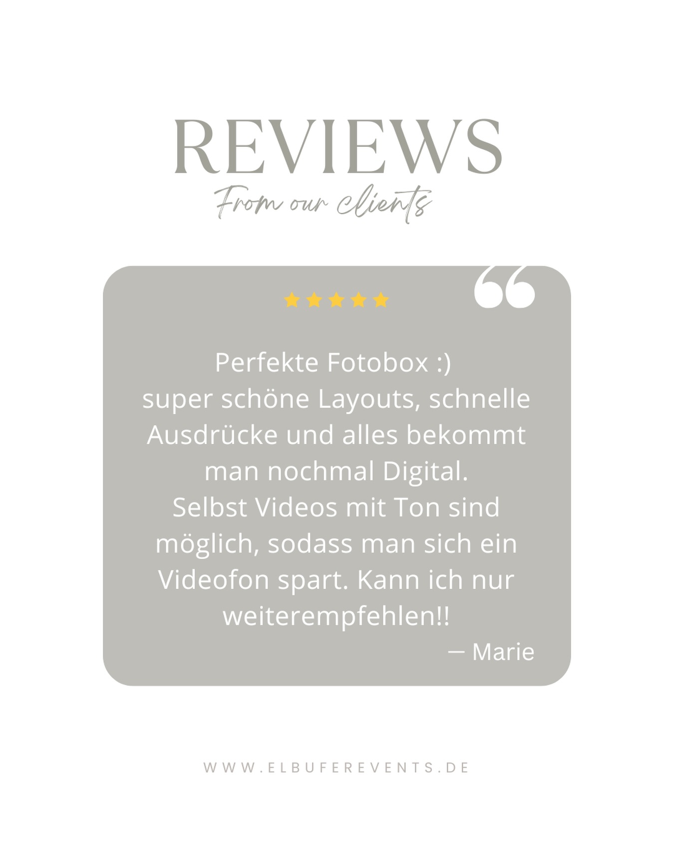 Vielen Dank Marie 🫶🏻🤍
#elbuferevents #fotobox #wedding #rezension