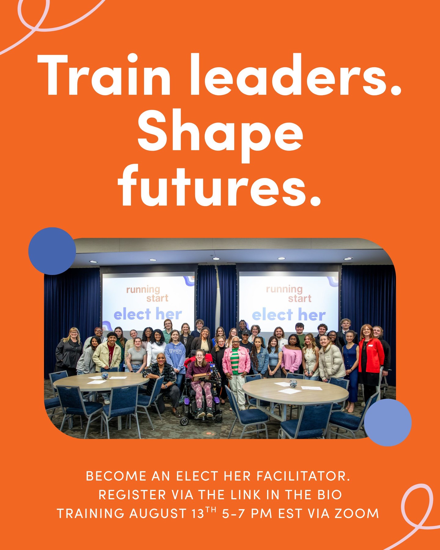 Ready to help the next generation of women leaders step into their power?
Join us on August 13 via Zoom for our Elect Her Facilitator Training and learn how you can inspire young women to run, lead, and make a difference.
Register: https://tinyurl.com/ElectHerFacilitate
#ElectHer #RunningStart #WomenLead