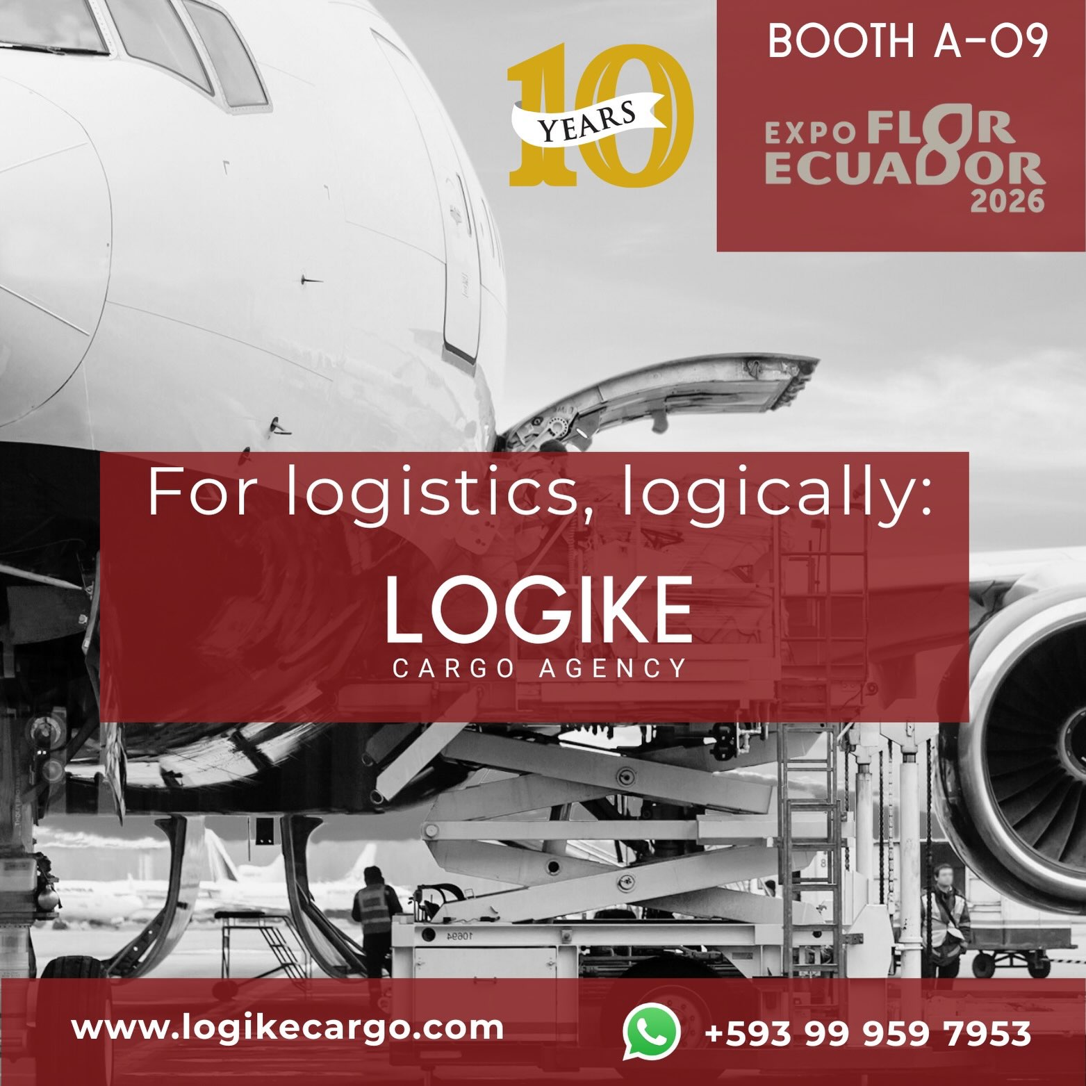 ✈️ 10 years of connecting the world through logistics.
Join us at ExpoFlor Ecuador 2026 as we celebrate a decade of commitment, trust, and excellence alongside our customers, partners, and friends.
Visit us at Booth A-09 and discover how Logike Cargo Agency continues to deliver reliable, efficient, and tailored logistics solutions for the floral industry and air cargo worldwide.
📍 Booth A-09 | ExpoFlor Ecuador 2026
🤝 We look forward to meeting you and exploring how we can support your logistics needs.
For logistics, logically: Logike Cargo
#LogikeCargo #ExpoFlorEcuador2026 #AirCargo #FlowerLogistics #Perishables