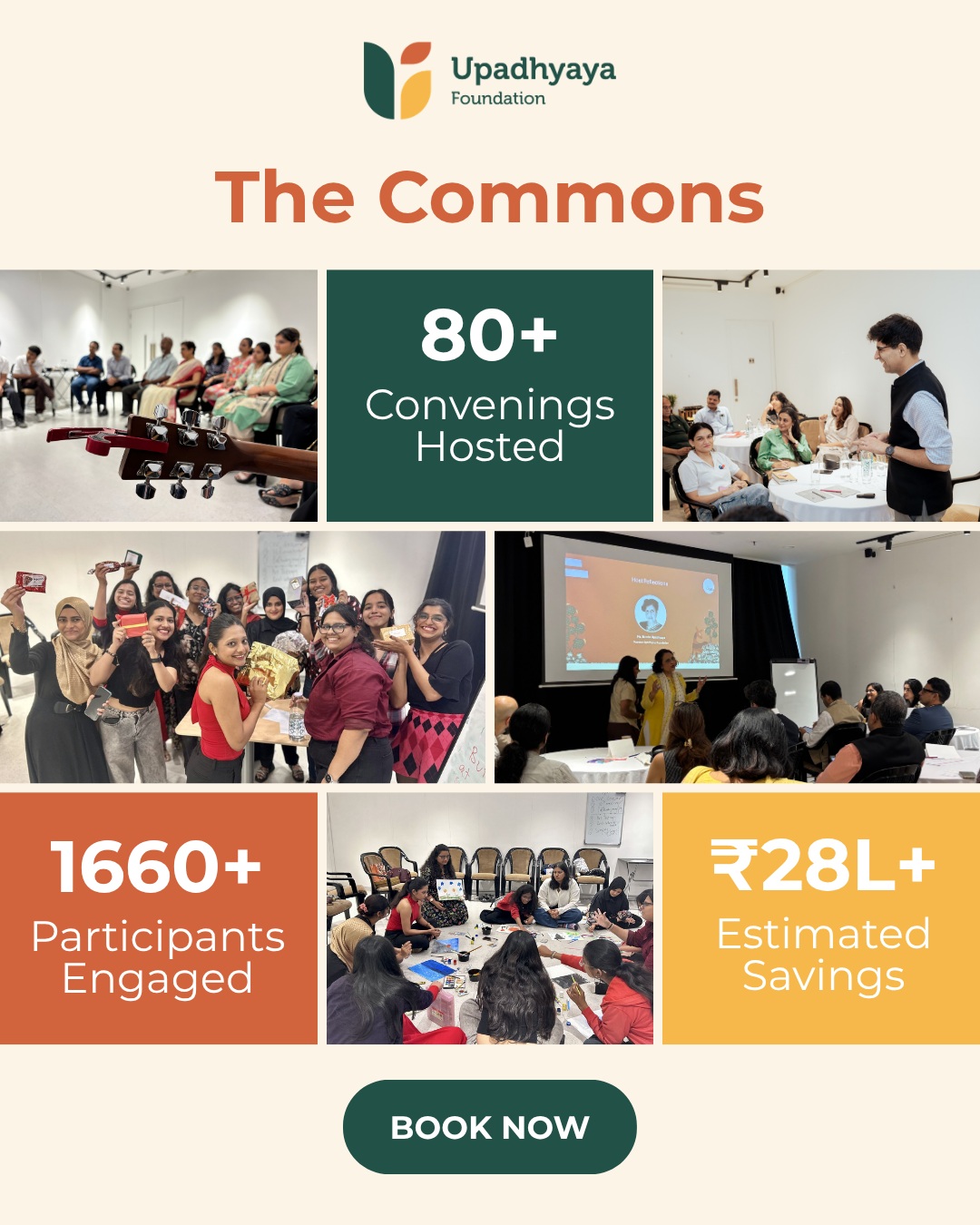 Looking for a space to host your next workshop, meeting, or convening?
We're delighted to share that The Commons, Upadhyaya Foundation's collaborative space for the social sector, is now open for August bookings.
Located in Lower Parel, Mumbai, The Commons is available to non-profits and ecosystem partners for workshops, training sessions, strategy meetings, roundtables, and community gatherings completely free of cost.
On our new webpage, you can:
📅 View the live availability calendar
🏢 Explore the space, facilities, and amenities
📖 Learn more about The Commons and its impact
📝 Submit a booking request
We believe that meaningful change happens when people come together, and we're happy to make this space available to organisations working towards social impact.
Explore The Commons and submit your booking request on our website.
We look forward to welcoming you!
#TheCommons #UpadhyayaFoundation #Collaboration #SocialImpact #Nonprofits #MumbaiNGOs #EcosystemBuilding #ConveningForChange