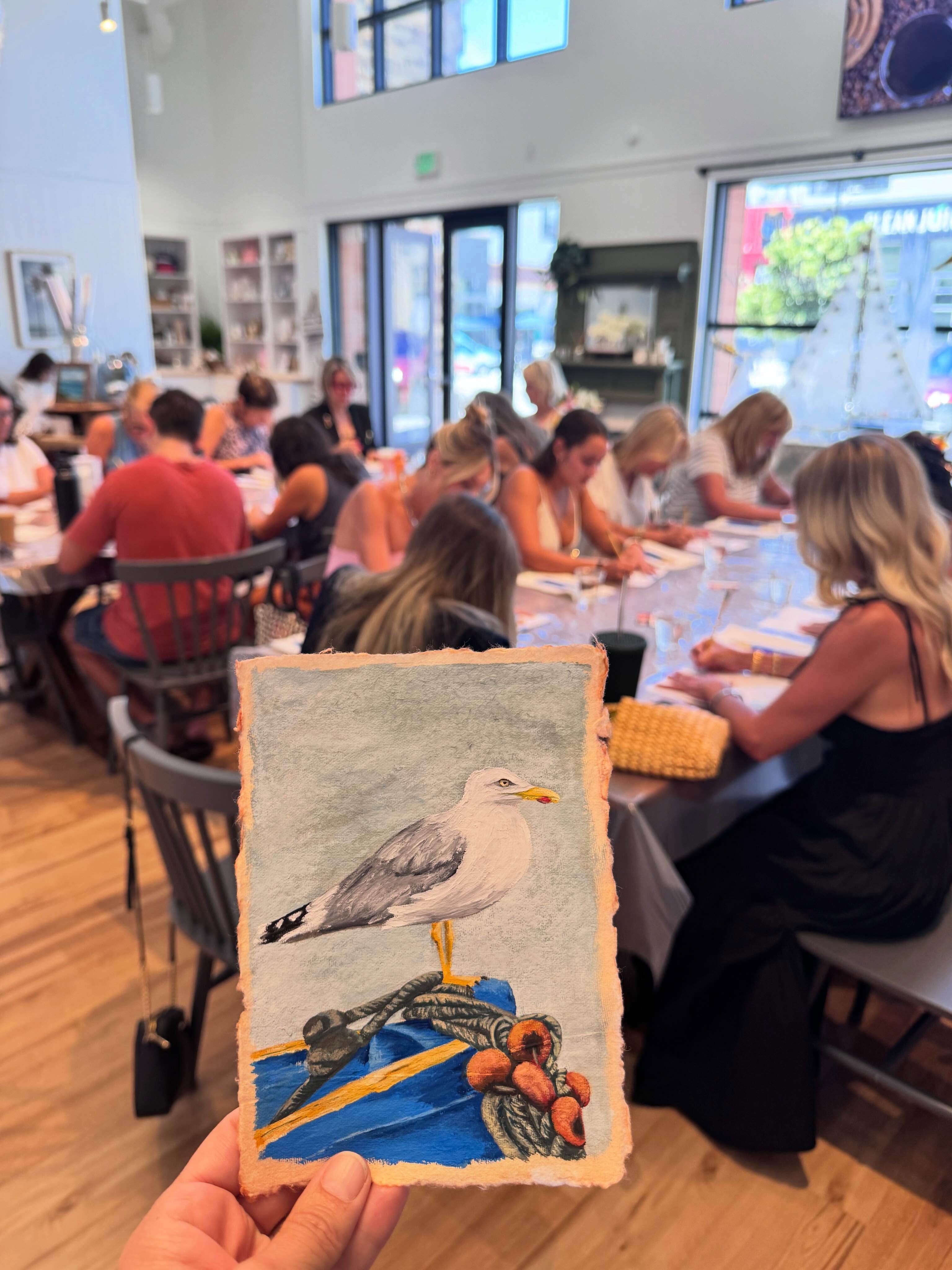 The cutest seagul in gouache on handmade paper 🥰
Come for the art, stay for the friendships. Building community one class at a time. 💯