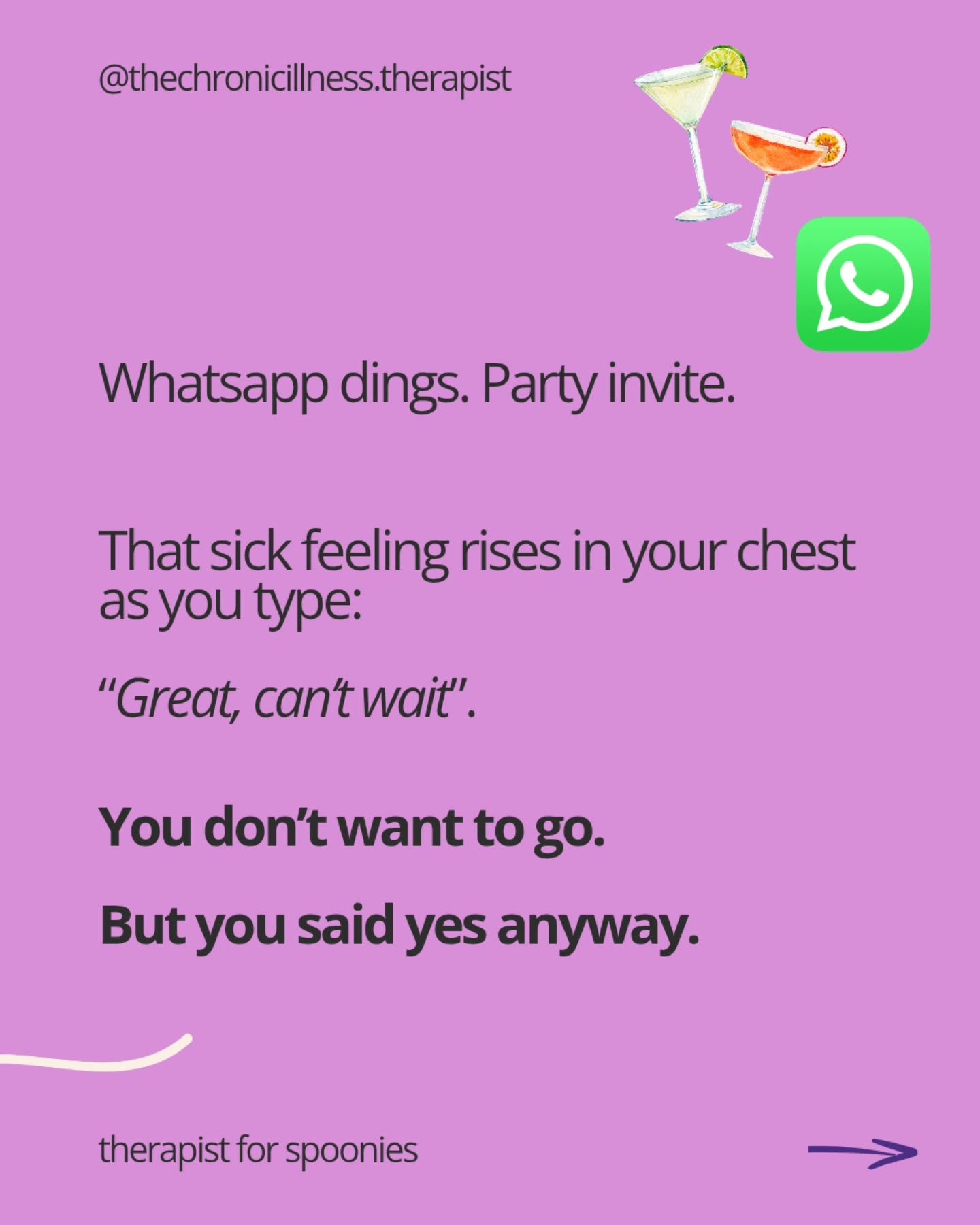 Think its just you? Nah-ah 🙃
Masking and people pleasing while managing a chronic illness is exhausting in a way that's really hard to explain and it's exactly what we unpick when we work together.
Because you deserve to stop masking for everyone else's comfort and start actually living for yourself 💜
DM me 'waitlist' or find the link in my bio to join the waitlist.
#chronicillness #peoplepleasing