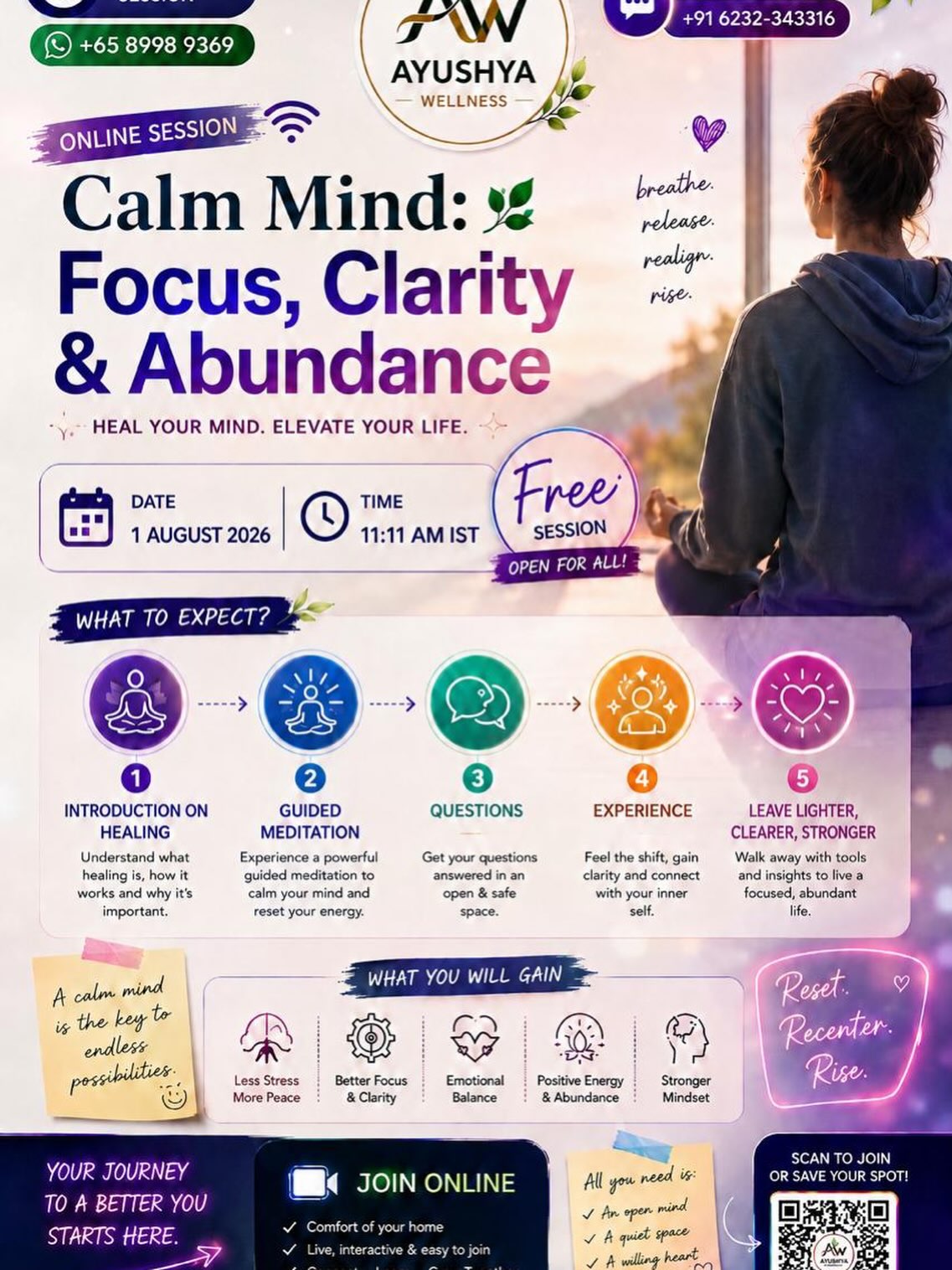 HAPPENING TOMORROW. - 🧠💭 BRAIN ON 100? 😵💫
Overthinking? Mind doing too much?
🌿 Time for a little RESET!
Join us for a FREE online session to calm your mind, find clarity & reconnect with yourself. 🤍✨
📅 1 August 2026
⏰ 11:11 AM IST
💻 Online | FREE | Open for All
No pressure. No homework. 😌
Just breathe • chill • reset 🌿
🫶 Want to join?
Join our WhatsApp Group here 👇
Join WhatsApp Group
https://chat.whatsapp.com/FD6RG2SYY5JHIBJhvrDjuQ?s=sh&p=i&mlu=4&amv=0
✨ Come as you are. Leave a little lighter. 🤍