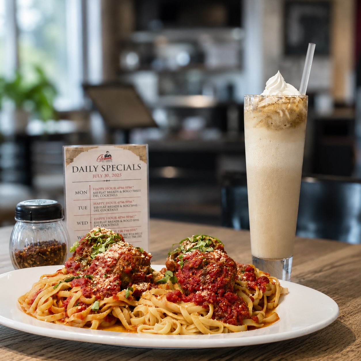Meatball Mob Night is here.
Grab the crew and dig into our Family Style Linguine & Meatballs—4 pounds of pasta + 4 giant meatballs for just $20. Top it off with a classic $4 Root Beer Float for the perfect finish. 🍨❤️