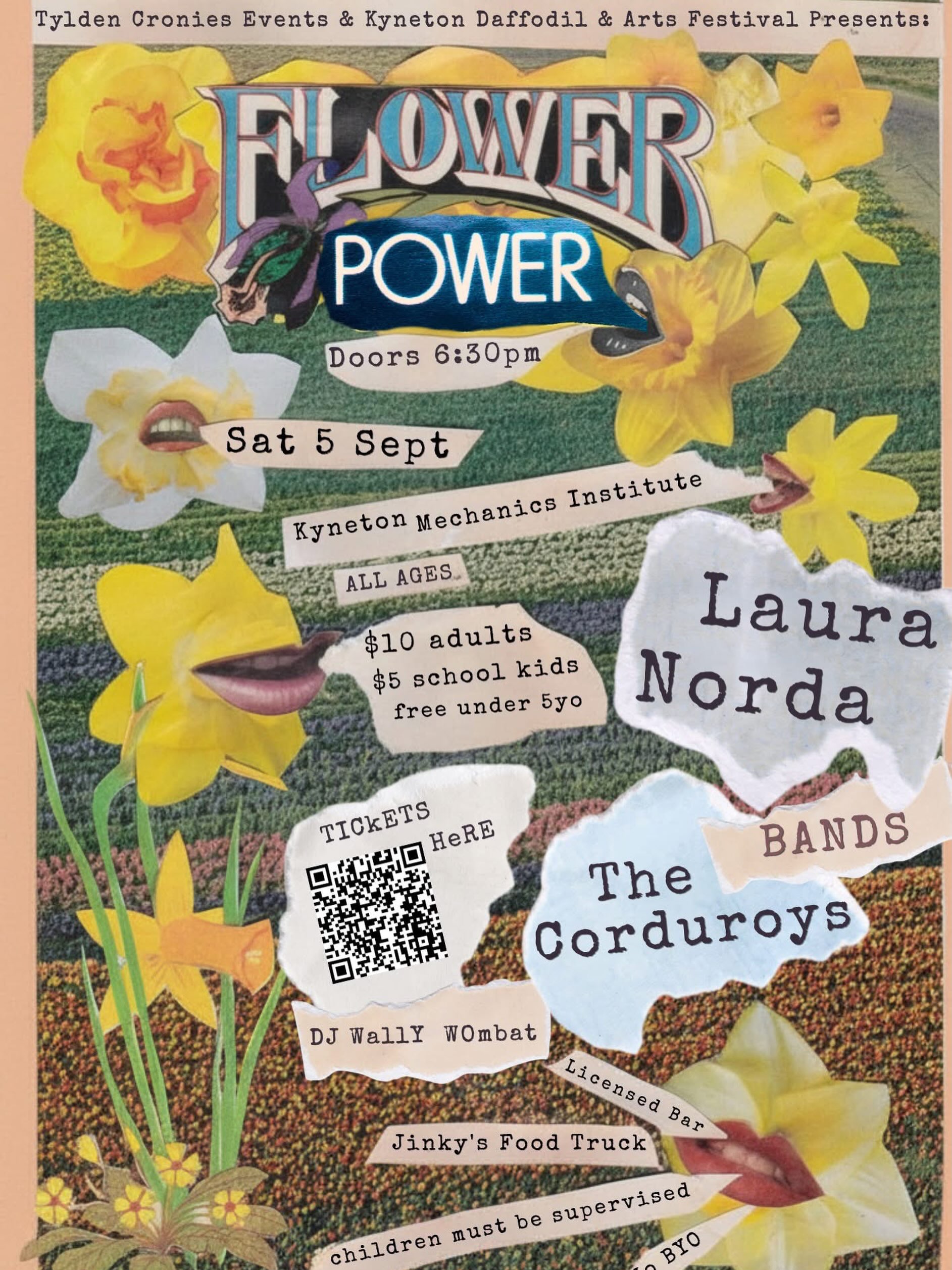 We are beyond excited to be collaborating with the funnest local event planners. The dynamic duo from @tyldencroniesevents are putting on an event not to be missed !!
Family friendly live music event !!
Flower Power !!!
Saturday 5th of Sept
Doors open at 6:30pm