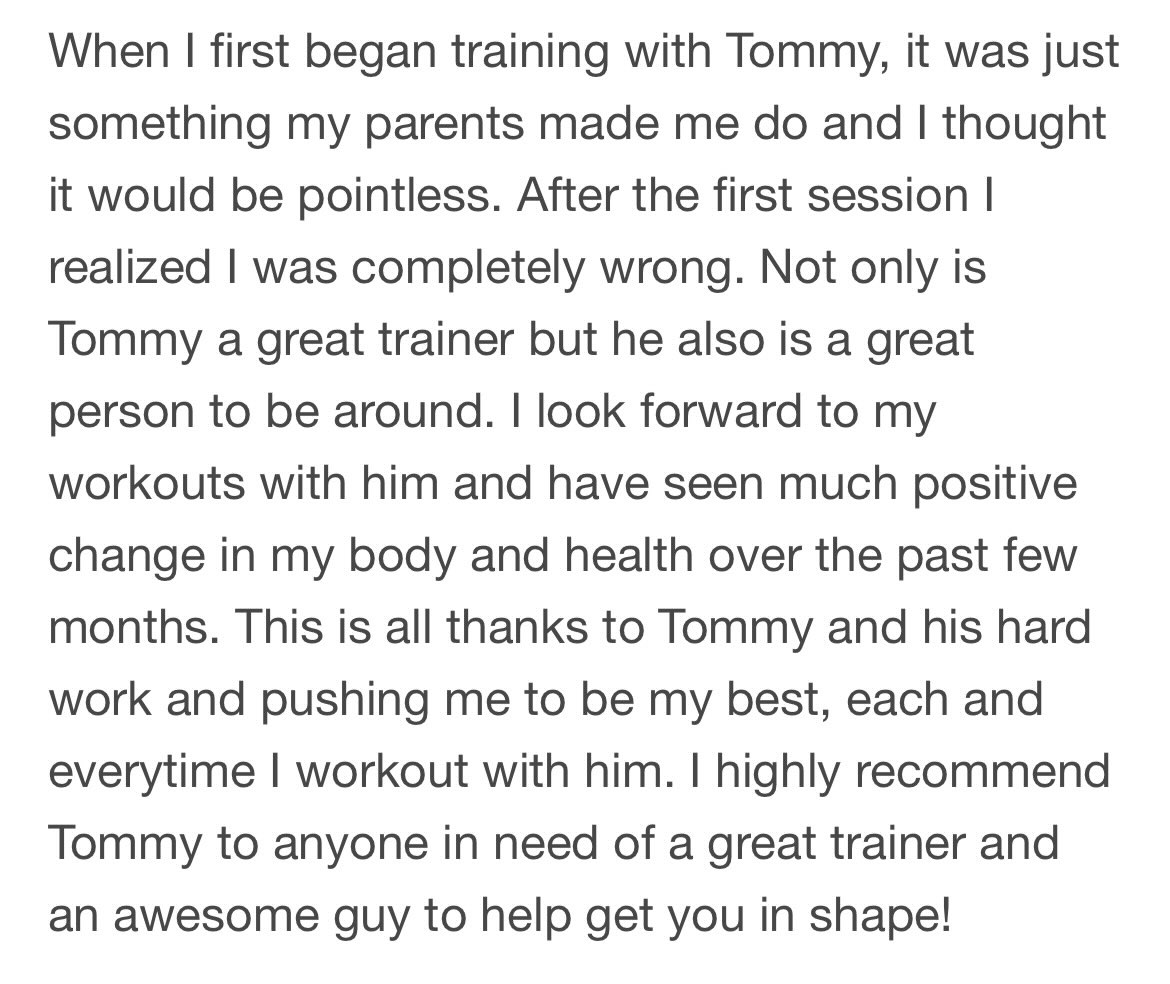 ⏺️ CLIENT TESTIMONIAL ⏺️
Thank you Sam for your hard work and positive attitude these last few months. You now have a solid foundation to build upon. Use the tools you’ve learned to cultivate the best version of yourself in college and beyond!
Never lose your entrepreneurial spirit. Can’t wait to see all the big things you accomplish! Your time is now!
#ZyckFit #PersonalTraining #ClientTestimonial #OffToCollege #BetterTodayThanYesterday