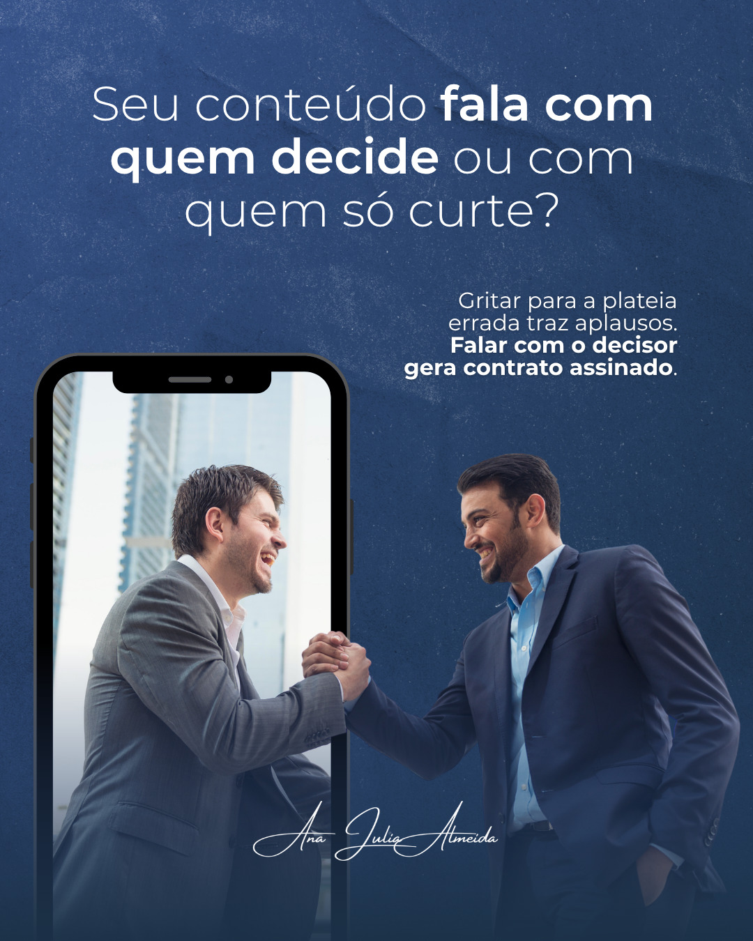 Existe uma pergunta que quase ninguém faz quando cria conteúdo.
Quem, exatamente, precisa ler isso?
Porque existe uma diferença enorme entre chamar atenção e influenciar uma decisão de compra. O primeiro faz crescer o número de curtidas. O segundo faz crescer o faturamento.
Vejo empresas comemorando milhares de visualizações enquanto continuam dependendo de indicação para vender. O problema nunca foi falta de conteúdo. Foi falta de direção.
Se o seu conteúdo conversa com quem nunca vai contratar você, talvez ele esteja cumprindo muito bem a função errada.
Na Engenharia do Marketing, eu não construo comunicação para agradar a audiência. Eu projeto comunicação para chegar na mesa de quem decide.
Porque algoritmo distribui conteúdo.
Quem assina contrato são pessoas.
#EngenhariaDoMarketing #MarketingB2B #Autoridade #Posicionamento #LinkedIn #Branding