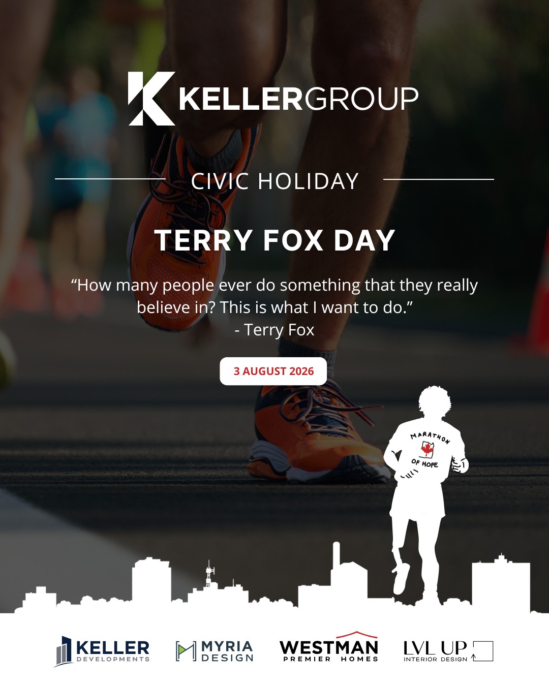 One personโs belief can move an entire country.
This Terry Fox Day, we honour the courage, conviction and lasting legacy of a Canadian who turned what he believed in into action, and inspired generations to do the same.
From all of us across Keller Group, we wish our team, partners and communities a safe and meaningful Civic Holiday.
Please note that our offices are closed today in observance and will reopen on Tuesday, August 4th.
#TerryFoxDay #MarathonOfHope #CivicHoliday #KellerGroup #BrandonMB #Manitoba