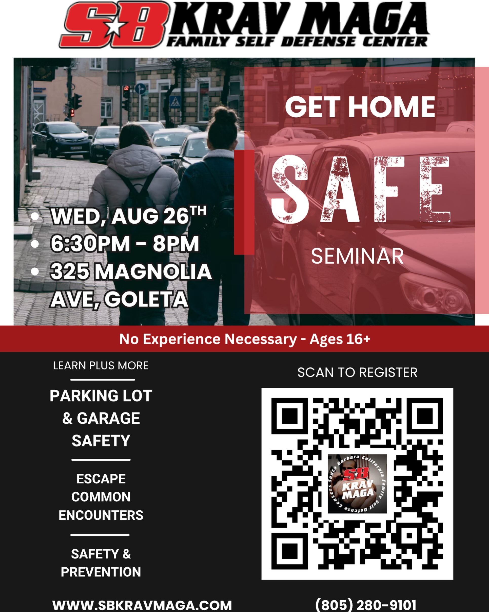 Join us for our GET HOME SAFE seminar on parking lot/garage safety!
This is a critical environment to be prepared for —
parking lots and garages can be prime locations for robberies, assaults, and other crimes because people are often distracted and isolated on their way to or from their vehicles.
Practice with us how to navigate these environments and even escape dangerous encounters. Tickets are limited, so get them now! LINK IS IN OUR BIO!