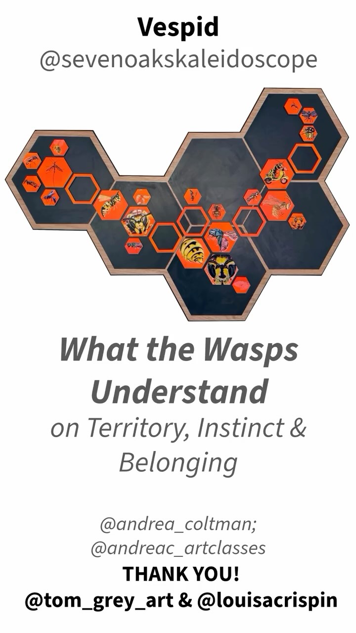 Vespid
I’m delighted to be part of this Group Art Show investigating human perceptions about Wasps and artistic responses:
My piece is entitled:
What the Wasps Understand - On territory, instinct and belonging
I will be in the gallery along with other participating artists and would love to see you there:
TONIGHT
Wednesday 5th August 6-8pm
AND
Saturday 29th August 10- 12pm
Sevenoaks Kaleidoscope Gallery
Buckhurst Way
Sevenoaks
TN13 1LQ
An exhibition celebrating the humble and maligned wasp. Featuring a diverse range of work by the Sevenoaks Visual Artists’ Forum, together with invited artists. Works include oil paintings, sculpture, prints, and drawings, all inspired by the wasp, both literal and allegorical. Move beyond the childhood phobia to see a new side of this beautiful, plucky, social insect.
Location: Kaleidoscope Gallery, Sevenoaks, TN13 1LQ
Opens: 10am on Wednesday 5th August
Closes 12pm on Saturday 29th August.
Gallery Hours: Monday: 10am – 6pm | Tuesday - Friday: 10am – 5pm | Saturday: 10am – 4pm
Please note we will close at noon on the last day, the 29th August, but in the morning there will be a chance to meet some of the artists in the gallery space.
Curated by Tom Grey and Louisa Crispin
Featuring works by Jocelyn Bailey, Peps Barkhan, Ann Bridges, Sarah Cliff, Andrea Coltman, Louisa Crispin, Esther Ford, Martin Garwood, Justin Gilday, Leila Godden, Tom Grey, Kate Grimes, Amanda Hopkins, Maggie Kelham, Steven Knowles, Ibby Lanfear, Kevin Moore, Roz Newby, Rebecca Odessa, Dizzy Pragnell, Stefanie Smith, Franny Swann and Rhea Thierstein