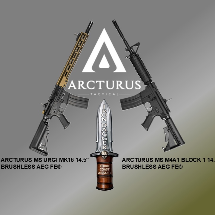 For all TCA Players that purchased your IRON DAGGER 2.0 event tickets by 21 August 2026!!
Arcturus Tactical USA is sponsoring the Rifleman class in a huge way! Providing not just one but 2 high quality replicas for the exclusive online drawing!
If you have purchased your IRON DAGGER 2.0 tickets by midnight, 21 August 2026, You are already entered into an exclusive online drawing sponsored by Arcturus Tactical USA! The 2 winners be announced 01 SEP 2026
Don't have your IRON DAGGER 2.0 tickets yet? Be sure to get them by 21 August 2026 to be entered into the exclusive drawing. Head over to thirdcoastairsoft.com for tickets. IRON DAGGER 2.0 18-20 September 2026, happening at the Government Training Institute (GTI), Barnwell, South Carolina
Huge Thank You goes out to Arcturus Tactical USA for sponsoring this year's Iron Dagger.
Details on these replicas came be found at
https://arcturustactical.com/collections