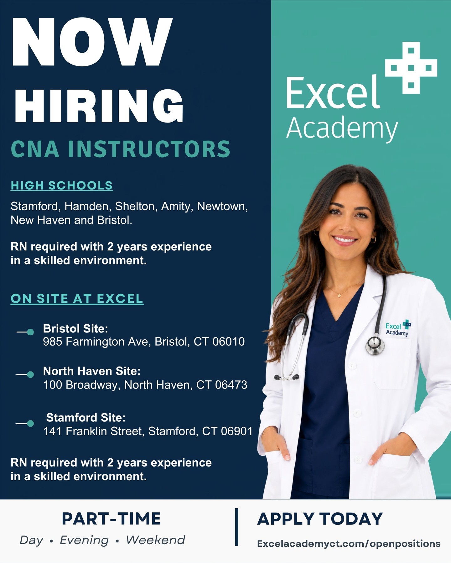 Calling all Registered Nurses! 📣 ⠀
⠀
We have an immediate need for CNA Instructors.⠀
⠀
We’re looking for RNs with at least 2 years of skilled nursing experience who are ready to share their knowledge and help prepare the next generation of CNAs for successful careers in healthcare.⠀
⠀
This is more than a teaching position. ⠀
⠀
It’s an opportunity to leave a lasting impact on future caregivers while enjoying flexible, part-time scheduling.⠀
⠀
If you’re an experienced RN who enjoys mentoring others, we’d love to connect.⠀
⠀
#registerednurse #cnainstructor #rncareers #connecticut #healthcarejobs