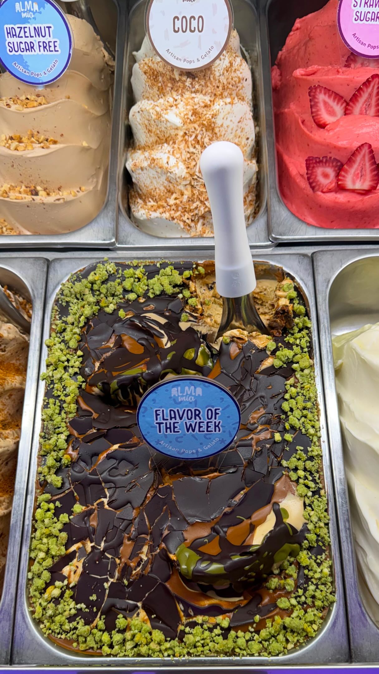 Luna has been stealing hearts… one scoop at a time.✨
Our Flavor of the Week that became a favorite. 🍨🫶
#almamiagelateria #gelatolovers #gelatotime #pistachiolovers #almamiamoments