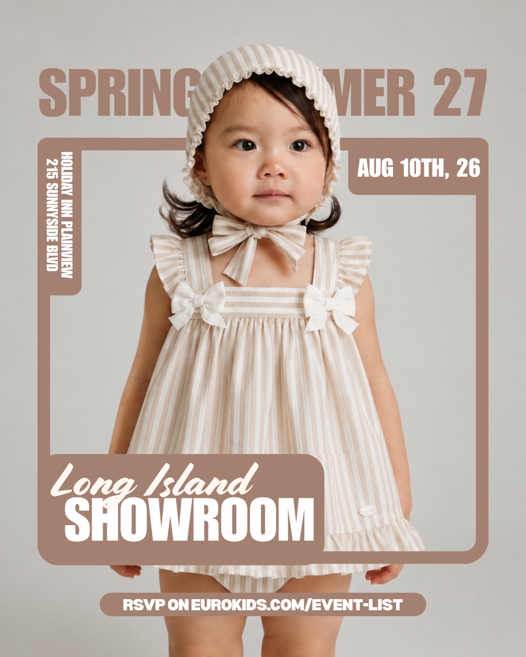📍✨ Hello, Long Island!
After an incredible few weeks on the road, we’re bringing the SS27 Collection to Plainview for one special day! 🌸
🤍 Timeless styles
🧵 Beautiful craftsmanship
🌼 Fresh Spring/Summer arrivals
✨ Featuring
@babygi_newborn • @martinaranda1965 • @deolindaandyou • @dr.kid_ • @ninnaoh_official • @meiapata
📅 August 10, 2026
📍 Holiday Inn Plainview
💌 We’d love to see you there! Book your appointment through the link in our bio and let’s make this another unforgettable stop! 🥂💛
#eurokids #ss2027 #plainview #longislandshowroom #childrensfashion