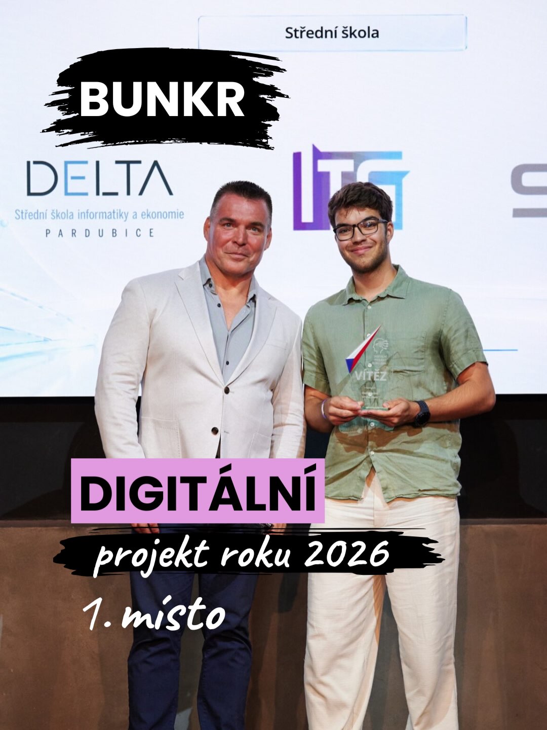 🏆 OBROVSKÝ ÚSPĚCH PRO ITG!
NAŠI STUDENTI JSOU ZLATÍ! 🏆
Máme obrovskou radost! 🎉 Naši studenti získali 1. místo v prestižní soutěži Digitální projekt roku 2026 v kategorii Střední škola! 🥇
Vítězství si odnáší za svůj maturitní projekt BUNKR.
A o co přesně jde? Náš tým vytvořil inovativní vzdělávací platformu, která kompletně transformuje výuku kybernetické bezpečnosti do podoby atraktivní a napínavé únikové hry! 🕵️♂️💻 Pomocí gamifikovaných CTF (Capture The Flag) úloh a pokročilého technického zázemí tak pro školu vznikl plně modulární nástroj pro praktickou výuku kyberbezpečnosti. 🔐
Obrovská gratulace a obdiv za tvrdou práci letí celému týmu autorů:
👏 Sebastian Jirkal
👏 Lukáš Otáhal
👏 Filip Janoušek
👏 Sarah Štěpánová
Jsme na vás neskutečně hrdí! Tohle je přesně ten důvod, proč děláme to, co děláme – na 1. IT Gymnáziu zkrátka rostou (nejen) skuteční IT profíci budoucnosti. 🚀 Dejte klukům a Sarah do komentářů vědět, jak moc jim fandíte! 👇
#1ITGymnazium #ITG #DigitalniProjektRoku2026 #ProjektBunkr #ProjektShelter