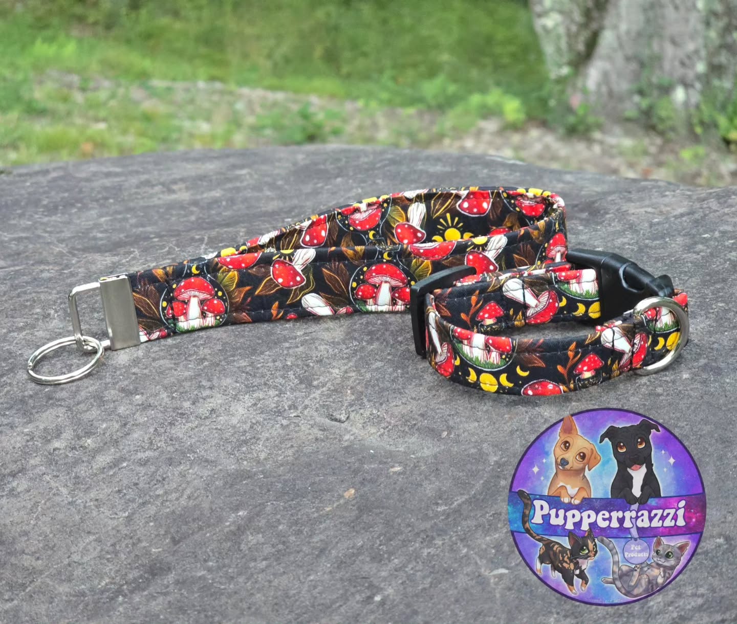 Matching keyfob and tiny dog collar! Love this mushroom design!
Art by @hexreject