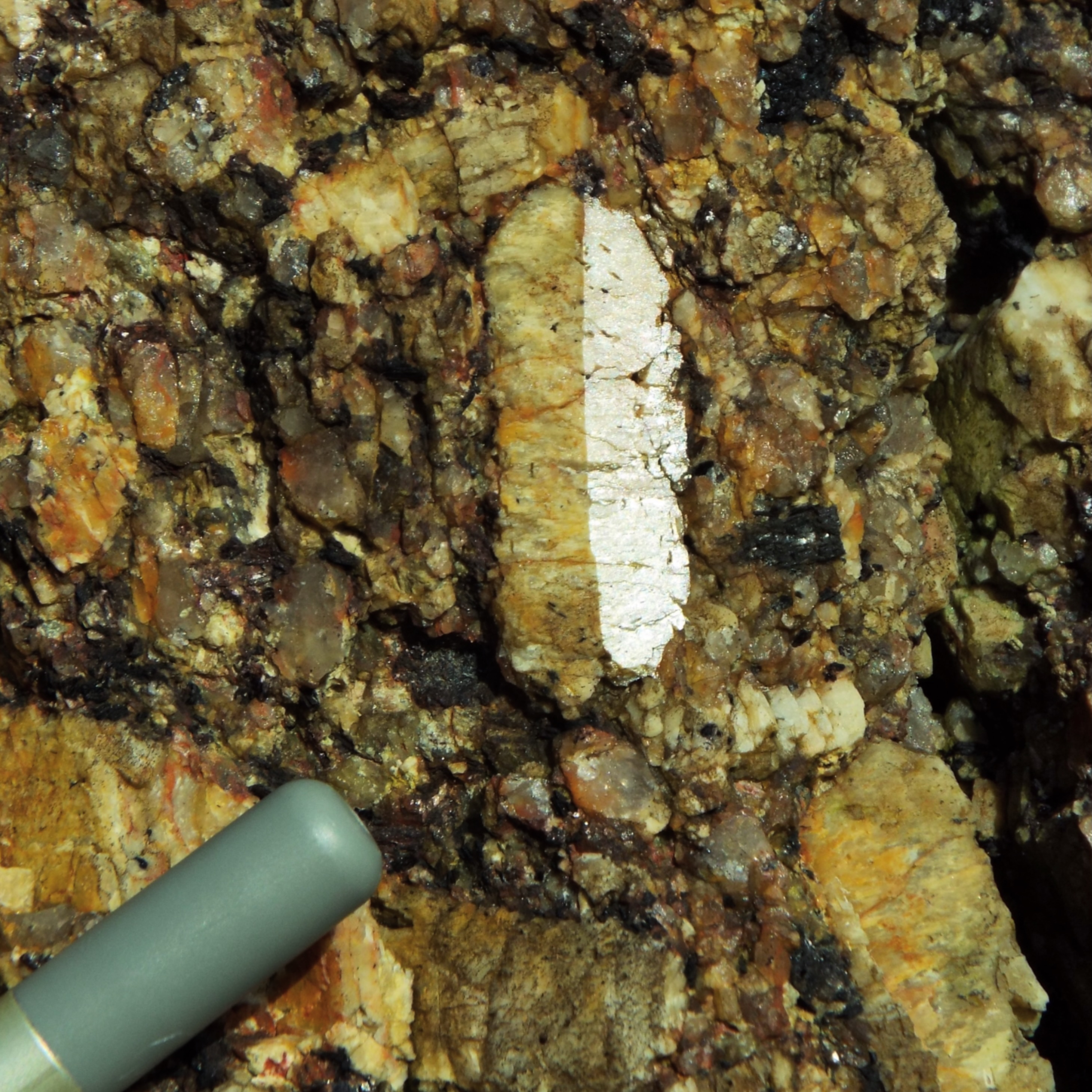 Simple but beautiful.
Under this amazing sunshine we’ve been having simple twinning in alkali feldspar phenocrysts we see in some of the Cornish granites really shows up!
You can even sometimes see amazing perthitic texture can be seen if you look close enough.
This relatively small phenocryst (35 mm long) is in coarse grained biotite granite down near Porthgwarra in the far southwest point of Cornwall.
Simple twinning is a distinctive crystallographic property of alkali feldspars, and perthitic texture occurs when albite laminae intergrow with the alkali feldspar during slow cooling.
#feldspar #granite #cornwall #geology #geologyrocks