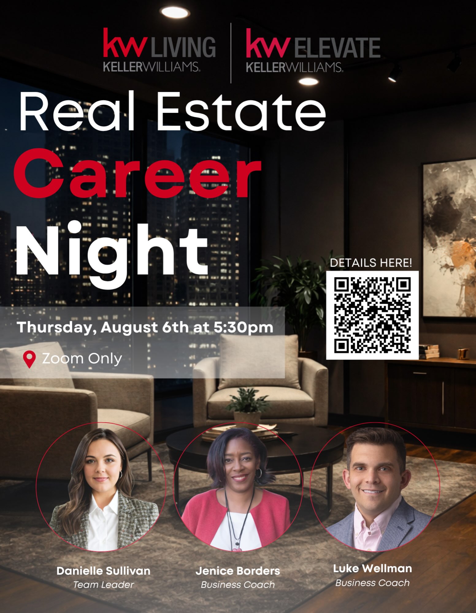 Ready for something new? ✨
Whether you’re exploring a career change or looking for your next opportunity, our Career Night is the perfect place to learn what Keller Williams Living is all about.
Come ask questions, meet our team, and discover what’s possible. 🏠💼