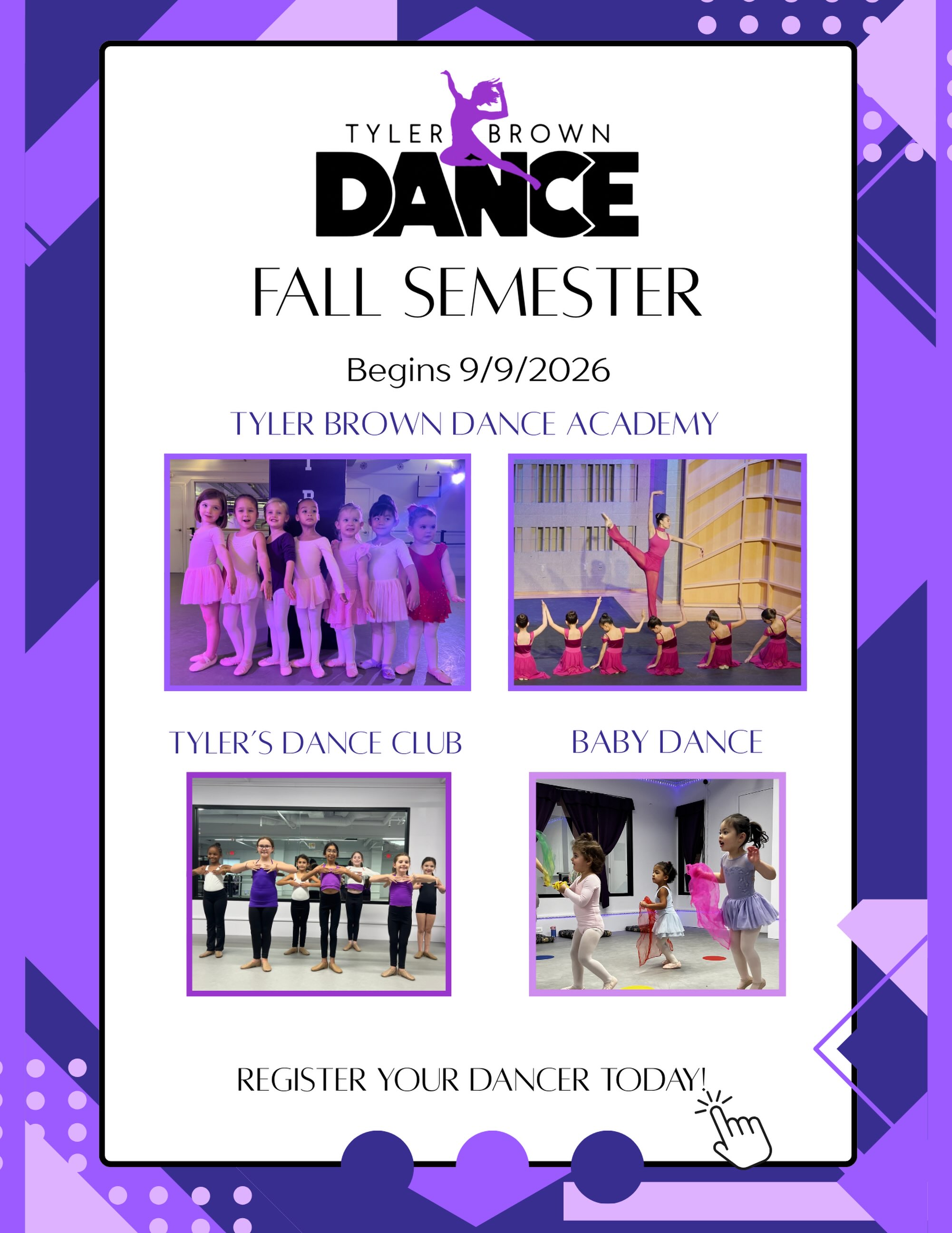 Fall is approaching here at TBDC and we couldn’t be more excited! 💜
We’ve got 3 paths here at TBDC - find your dancer’s best fit!👀
🩰 Tyler Brown Dance Academy — Pre-professional training for dedicated dancers looking to develop their technique, artistry, and performance skills.
✨ Tyler’s Dance Club — A fun and engaging program where young dancers build confidence, explore movement, and discover the joy of dance.
🌟 Baby Dance — An introduction to movement, music, and creativity for our youngest dancers as they begin their dance journey.
#TylerBrownDance #FallDanceClasses #NYCDance #DanceAcademy #BalletNYC DanceTraining