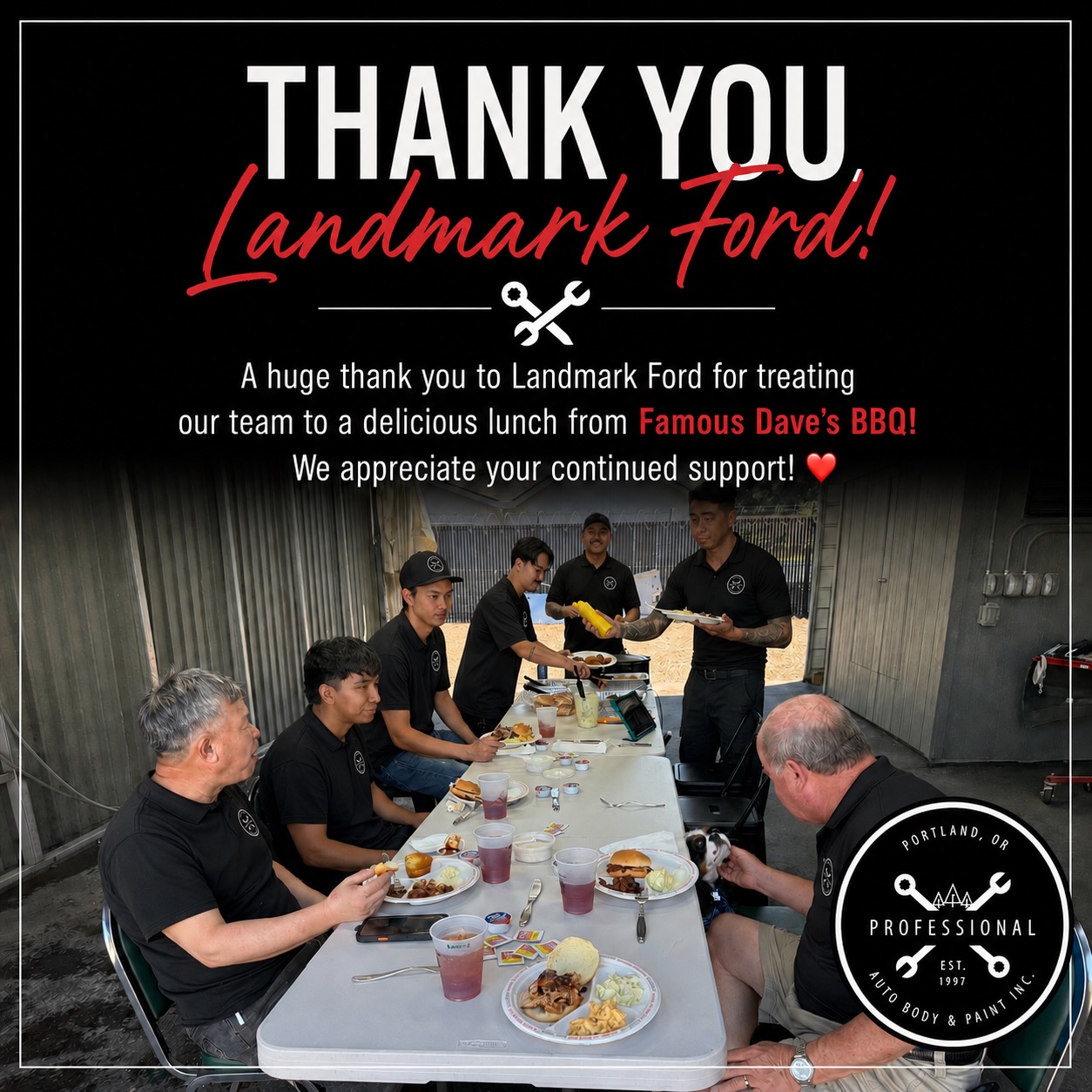 THANK YOU LANDMARK FORD 💙
A huge thank you to Landmark Ford for a wonderful @famousdaves BBQ lunch for our team at Profesional Auto Body & Paint! We truly appreciate the continued partnership and support.
Our relationship with Landmark Ford goes beyond a great team lunch. They are also an important source for the Genuine Ford OEM parts we purchase for our customers and fleet vehicles.
When your vehicle comes to Profesional Auto Body & Paint, we believe in repairing it the right way. For Ford vehicles, our goal is to use Genuine Ford parts whenever appropriate and advocate for OEM parts when dealing with an insurance claim.
👉Why does our independence matter?
We are not a contracted Direct Repair Program body shop working for an insurance company. We are an independently owned collision repair facility, and we work for YOU. When an insurer challenges an OEM part or repair procedure, our team can advocate for the repair we believe is appropriate, document what is needed, and work to obtain proper authorization.
We understand collision repair. We understand manufacturer procedures. We understand the insurance process and the protections available to Oregon consumers. Most importantly, we advocate for our customers.
That is what partnership looks like all around: strong relationships with dealerships and manufacturers, access to genuine parts, and a collision repair shop willing to stand behind the repair.
Thank you again, Landmark Ford, for taking care of our team and for your continued partnership!
💚 Serving our community since 1997 💚
#ford
#fordmotorcompany
#oem
#genuineparts
#authentic