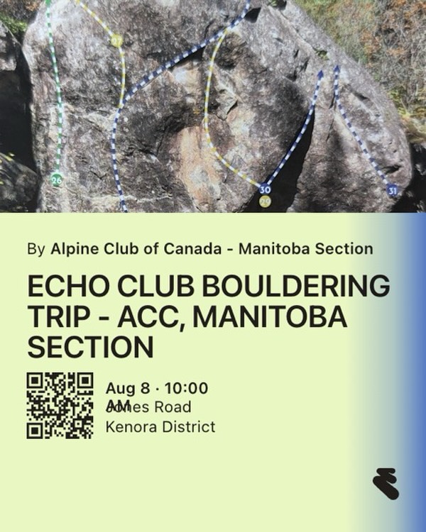Echo Creek – a mystical boulder field at the base of a jagged cliff. The long-frequented, recently-documented area has varied terrain and featured granite. If you’ve never been, or only explored some of it, come tour it with the club.
Image courtesy of @manitoba.kenora.bouldering
