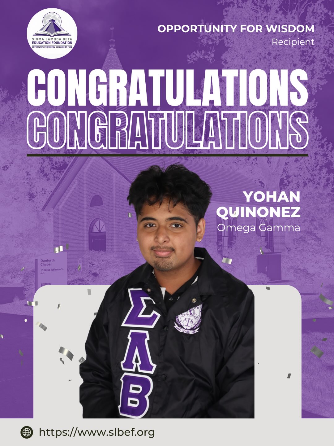 We’re excited to recognize Brother Yohan Quinones as our next recipient of the 2026 Opportunity for Wisdom Scholarship!
Swipe left to hear Yohan share his story and testimonial.
Help us celebrate Brother Yohan and this well-earned achievement!
Learn more about the Opportunity for Wisdom Scholarship at slbef.org/scholarships.
#SLBEF #SLB1986 #FuelingTheLight #opportunityforwisdom