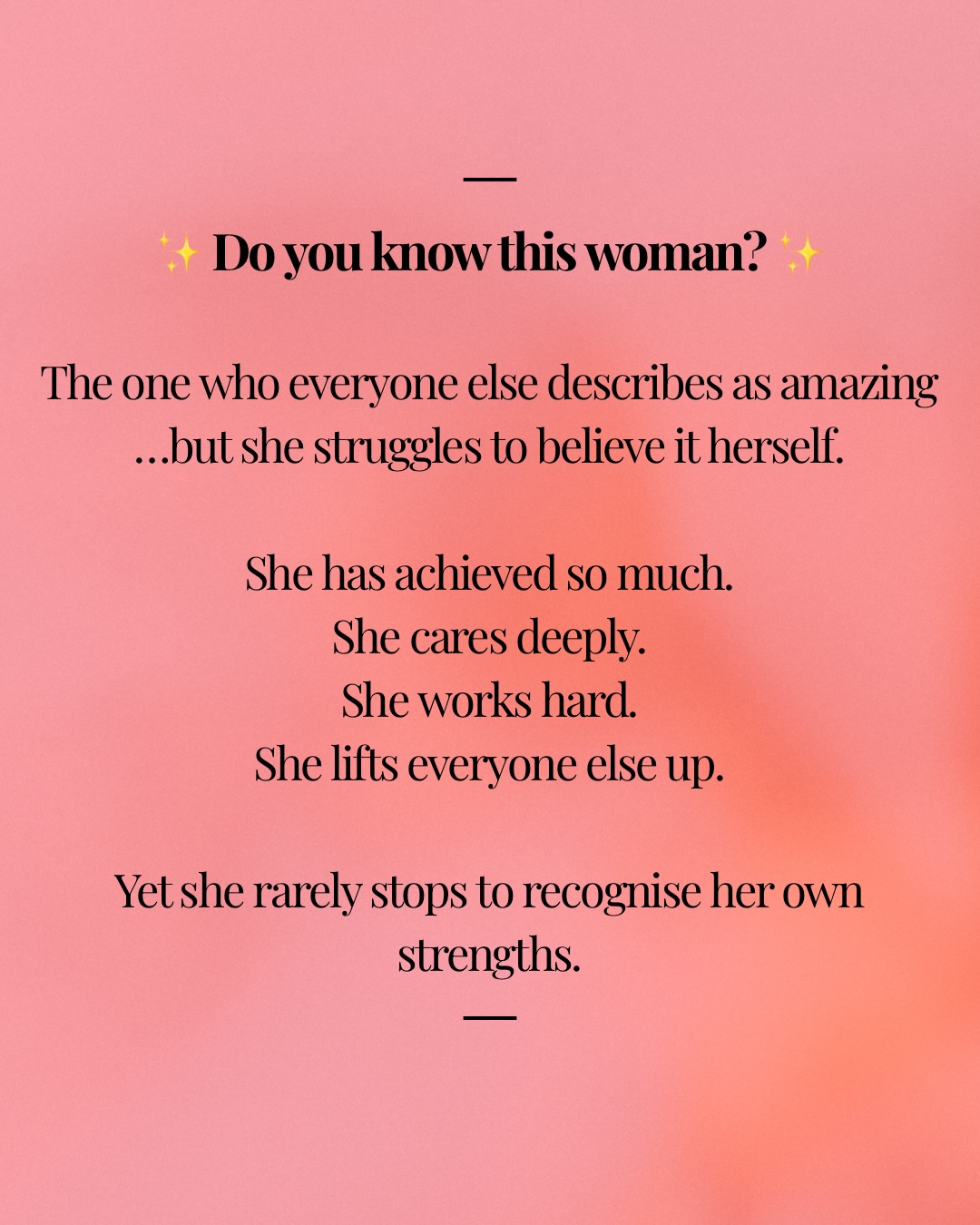 Do you know this woman? I’d love to speak with her 💫
#yourlifeandwellnesscoach #womenscoach #womensupportingwomen #confidencecoach #personaldevelopment