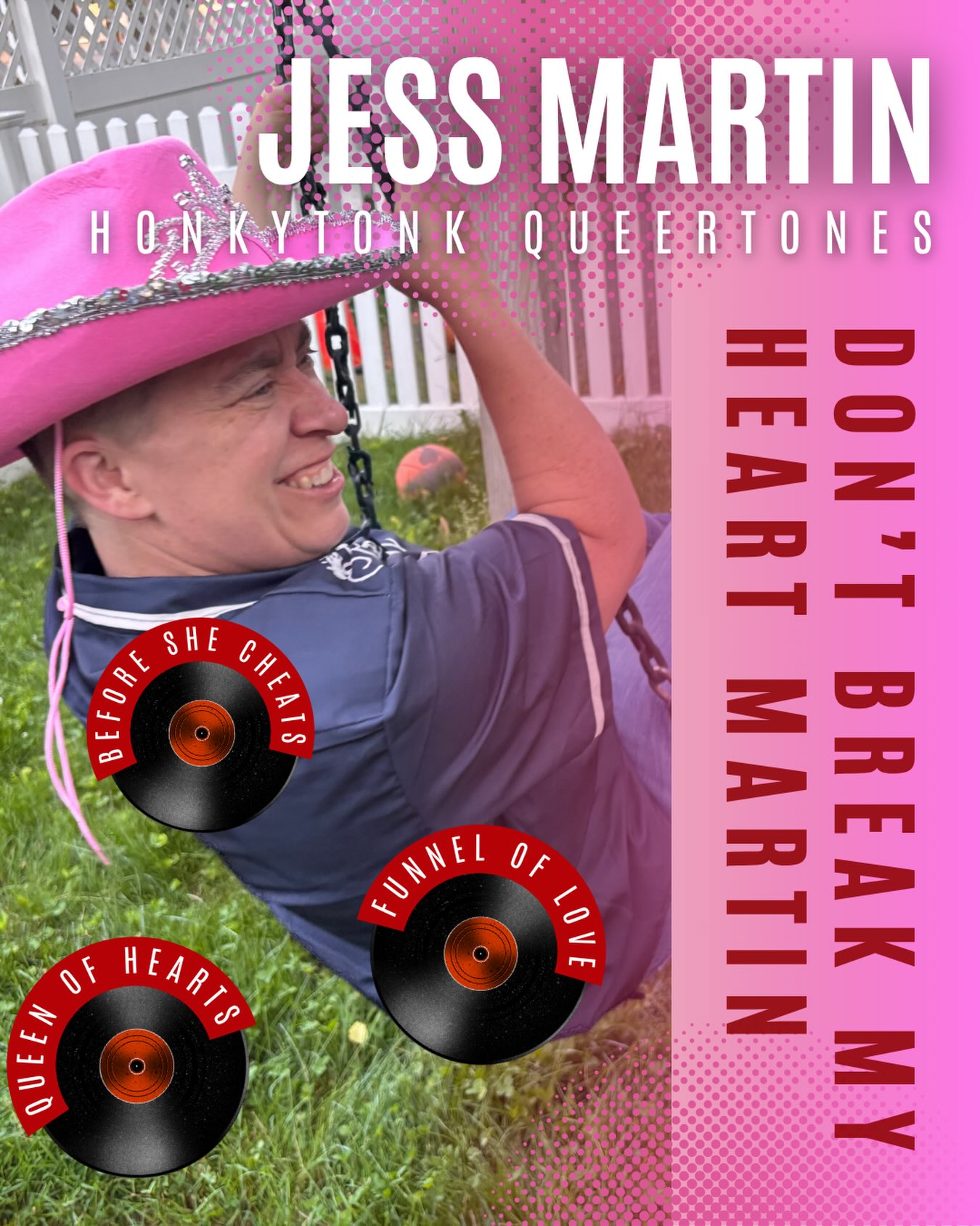 💔 Don’t Break My Heart Martin
Country superpower: Turning romantic catastrophes into crowd singalongs.
Current emotional support songs:
• Before She Cheats
• Queen of Hearts
• Funnel of Love
Specializes in singing about bad decisions so hopefully you don’t have to make them yourself.
🤠 Honkytonk QueerTones
📍 Luthier’s Co-op, Easthampton
🗓️ Saturday, August 15
🕗 8:00–9:30 PM
🎟️ Free show (tips appreciated!)
@kimbahoff123 @bornmiddleaged @tbbringaze @luthierscoop
#honkytonkqueertones #luthierscoop #easthamptonma #westernmassmusic #queercountry