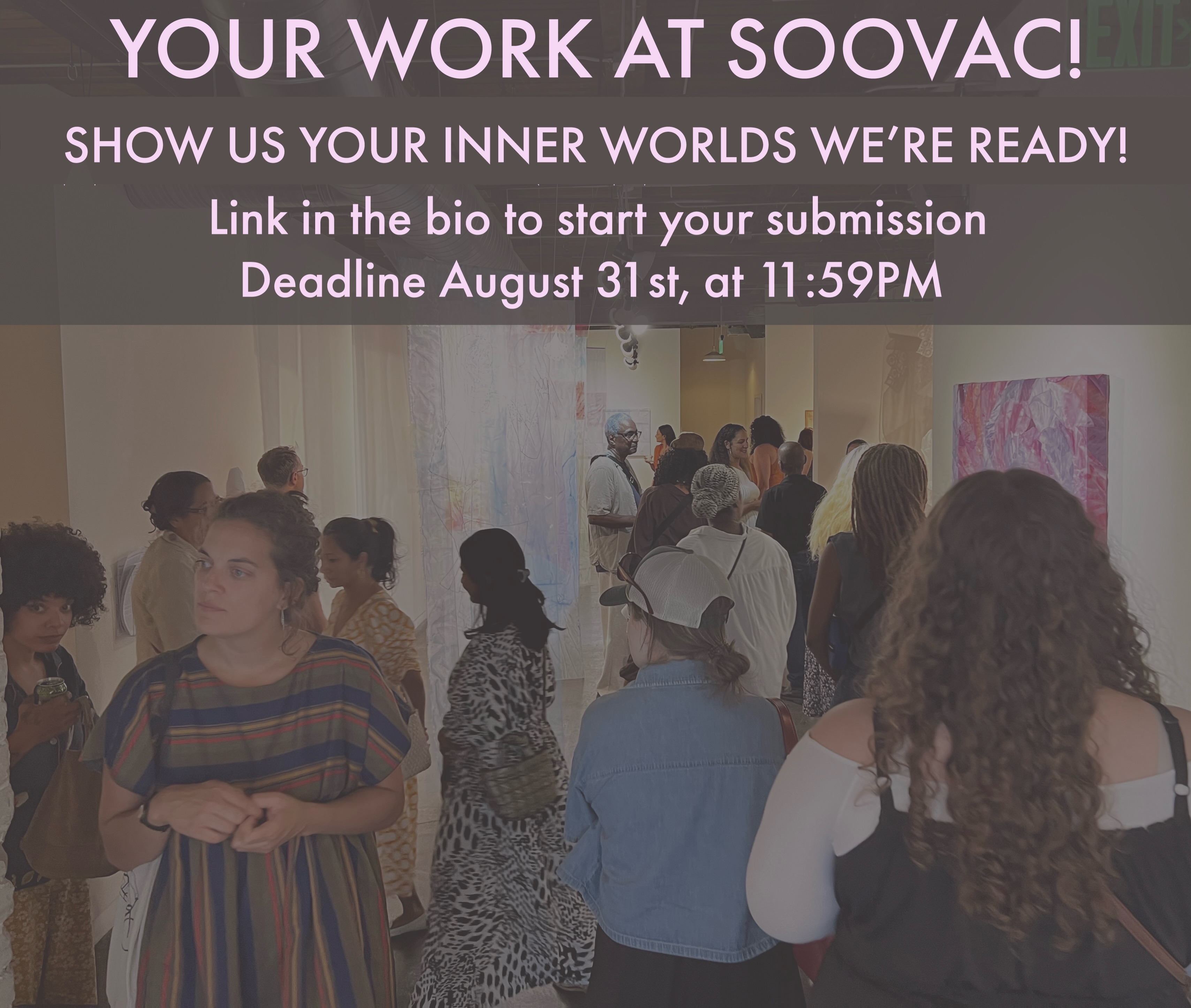 Attention ALL Artists-Anywhere and of all flavors… SooVAC’s CALL FOR EXHIBITIONS, for December 2027-2028.
SooVAC is interested in any form of visual art from individual artists, collaborative teams, or curatorial proposals at any career stage. Exhibitions will be awarded on the merits of artists’ previous work; a proposal is not required. Group exhibitions will be considered; however, the panel’s focus will be on solo exhibitions. LINK IN THE BIO with More information APPLICATION DEADLINE: Monday, August 31st, 2026, 11:59 PM
