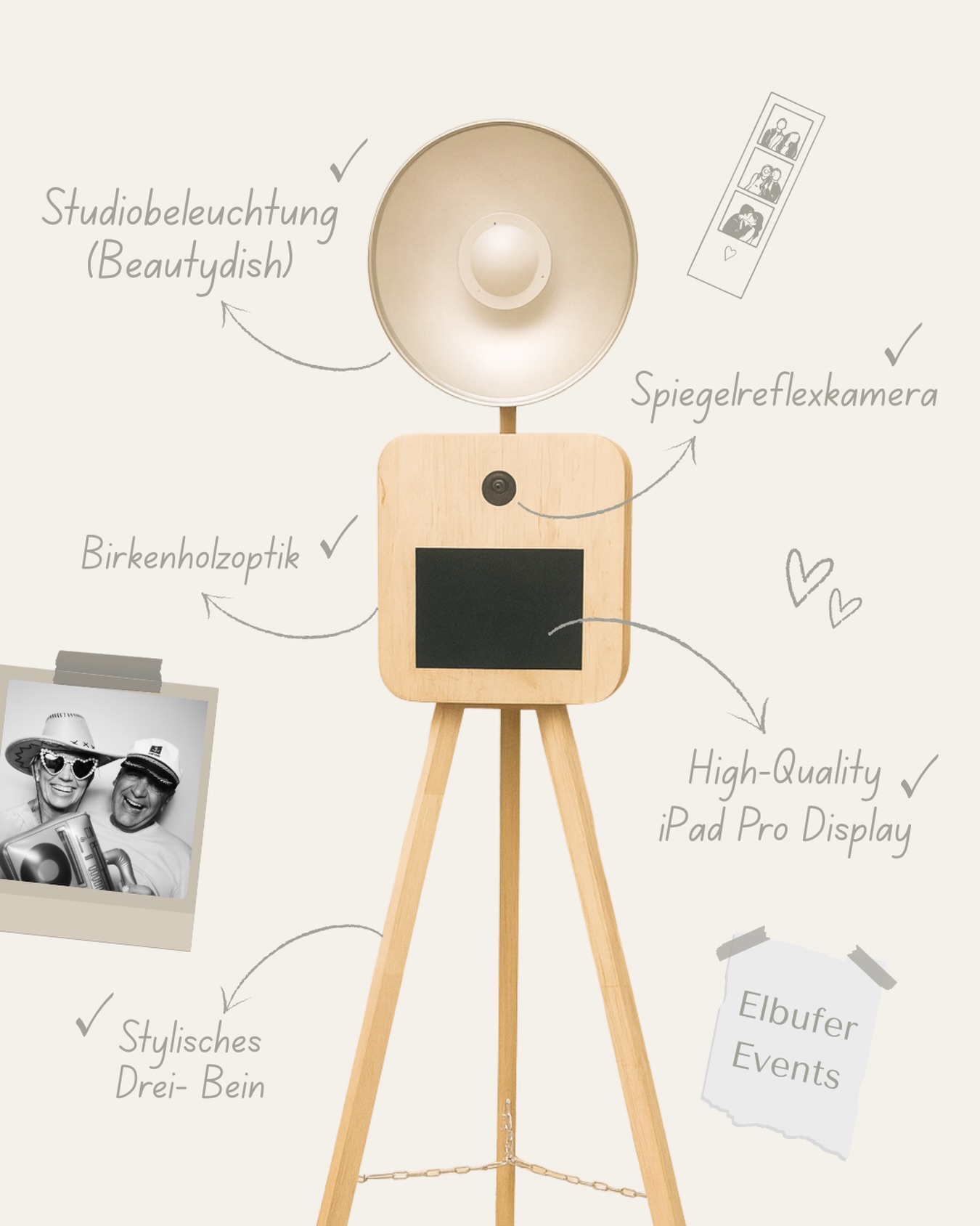 ✨ Professionelle Studioqualität
📸 Kristallklare Fotos
⚡ Sofortdruck in wenigen Sekunden
🌳 Elegantes Holzdesign
🎉 Einfach bedienen – Spaß für jedes Alte