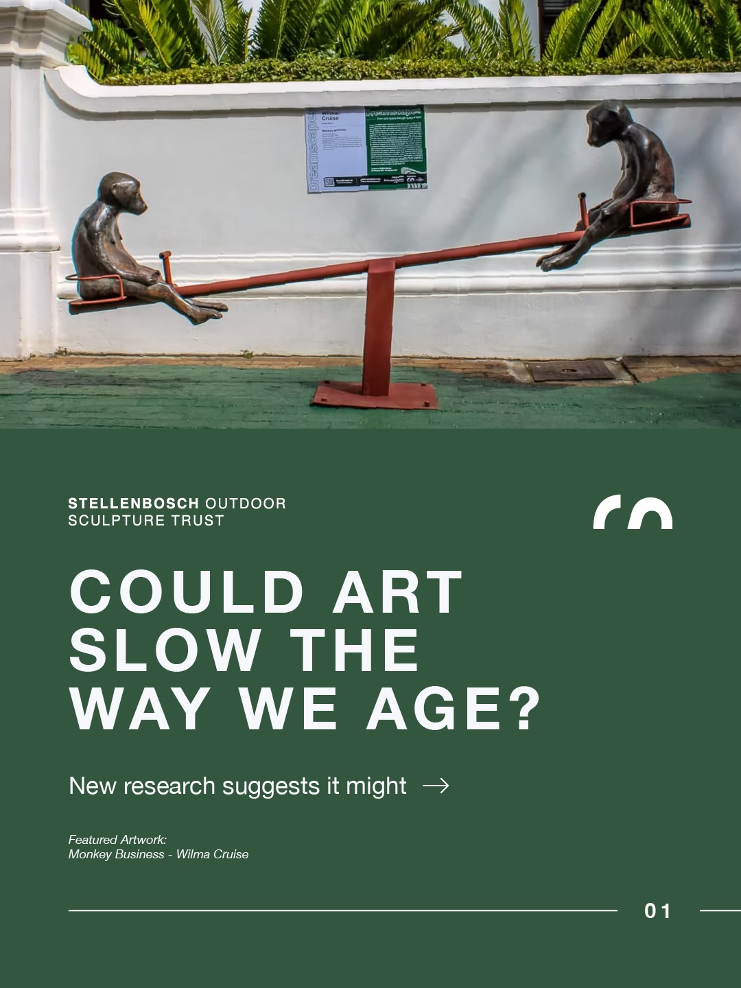 Want to feel younger? Start with art 🎨
We usually think of healthy ageing in terms of exercise and nutrition. But new research suggests that regularly engaging with art may also play a role.
In a study of more than 3,500 adults, researchers at University College London found that people who regularly experienced or created art showed 4% slower biological ageing – roughly the equivalent of being one year younger biologically. Even more remarkably, the benefits were comparable to those associated with regular physical activity.
You don’t have to be an artist to experience the effects. Visiting a public art exhibition, exploring a sculpture trail, or simply taking the time to engage with creativity may help reduce stress, spark curiosity, and support overall well-being.
When you experience a SOST exhibition, every artwork invites you to slow down, look more closely, and reconnect with the world around you. So head out to Stellenbosch for a stroll - it might just be one of the healthiest walks you take this week.
🔗 Visit sost.co.za for more information on our exhibitions.
#SOST #Dreamscapes #PublicArt #Sculpture #OutdoorSculpture