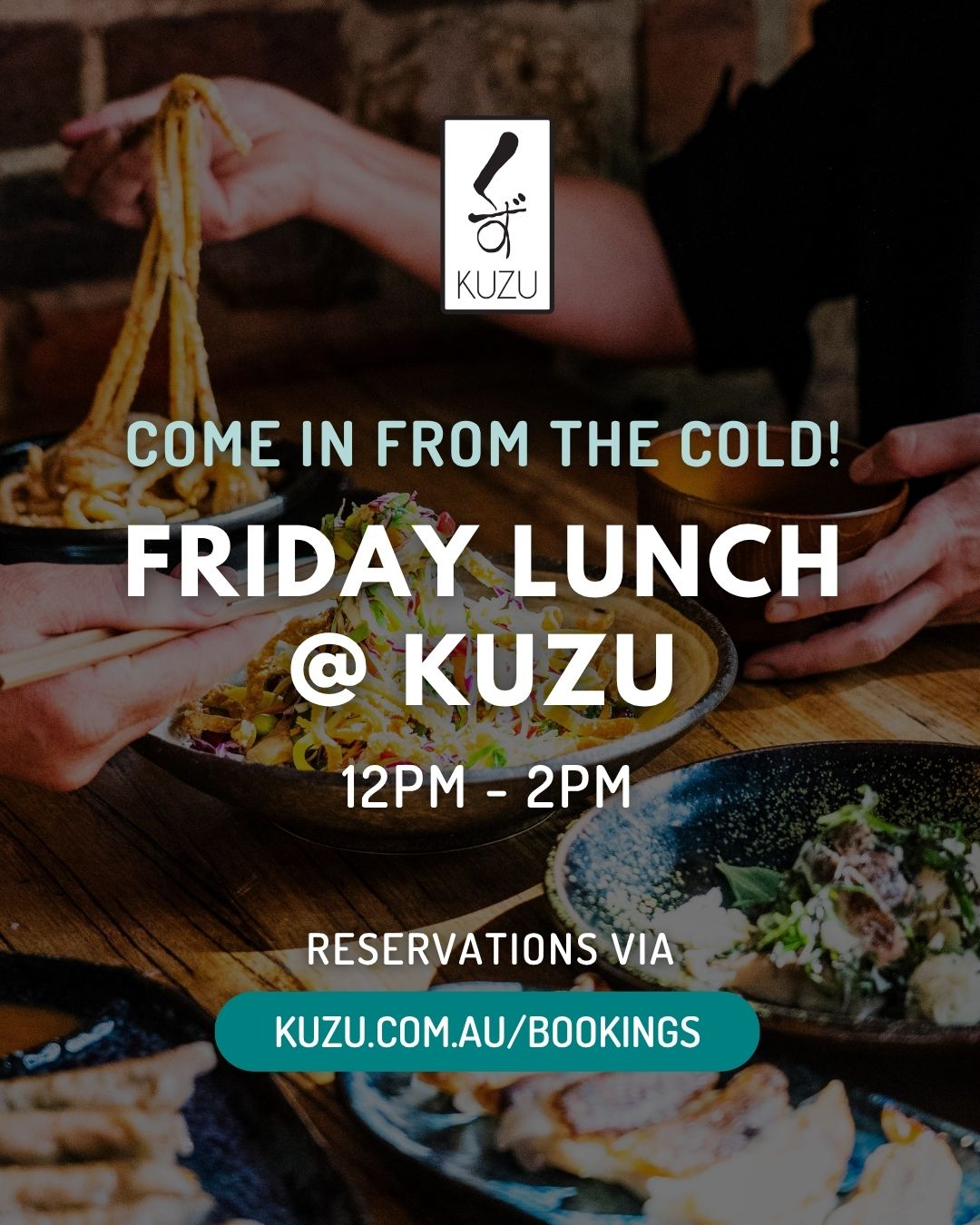 Friday lunches at Kuzu are filling up fast: the secret is well and truly out. Izakaya share plates, good drinks and the whole afternoon ahead of you. If you've been meaning to book, now's the time. Every Friday, 12pm – 2pm, reservations through the website.