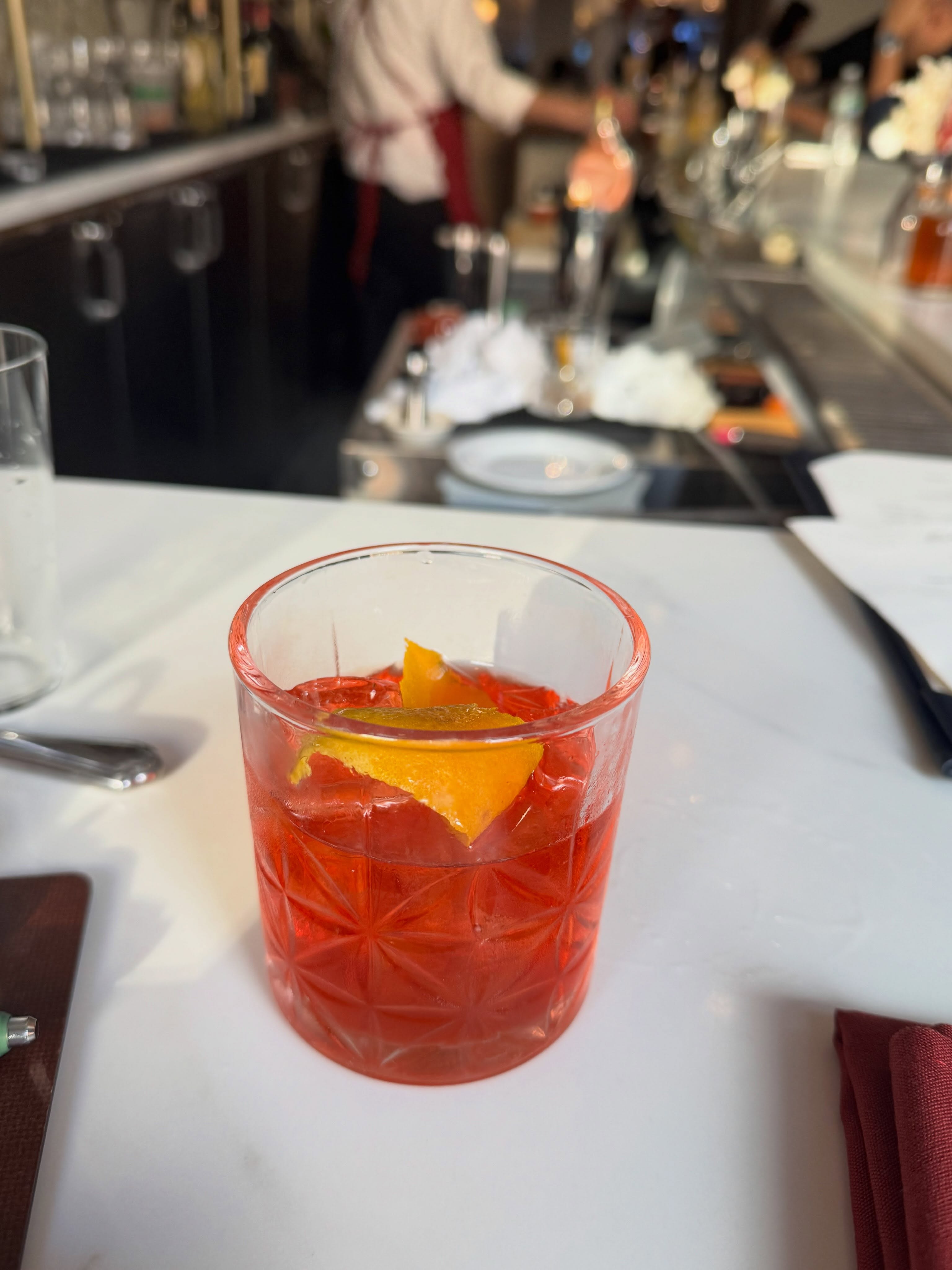 A quick update on my new favorite French restaurant in Greenwich Village, Le Sixth. They are now offering a very generous happy hour from 5 PM until 7 PM or all of their deliciously prepared signature cocktails are half off.
On my way to the theater last evening, I stopped in for a delicious and potent Negroni. I’ll definitely be back for dinner soon. #lesixthnyc #drink #negroni