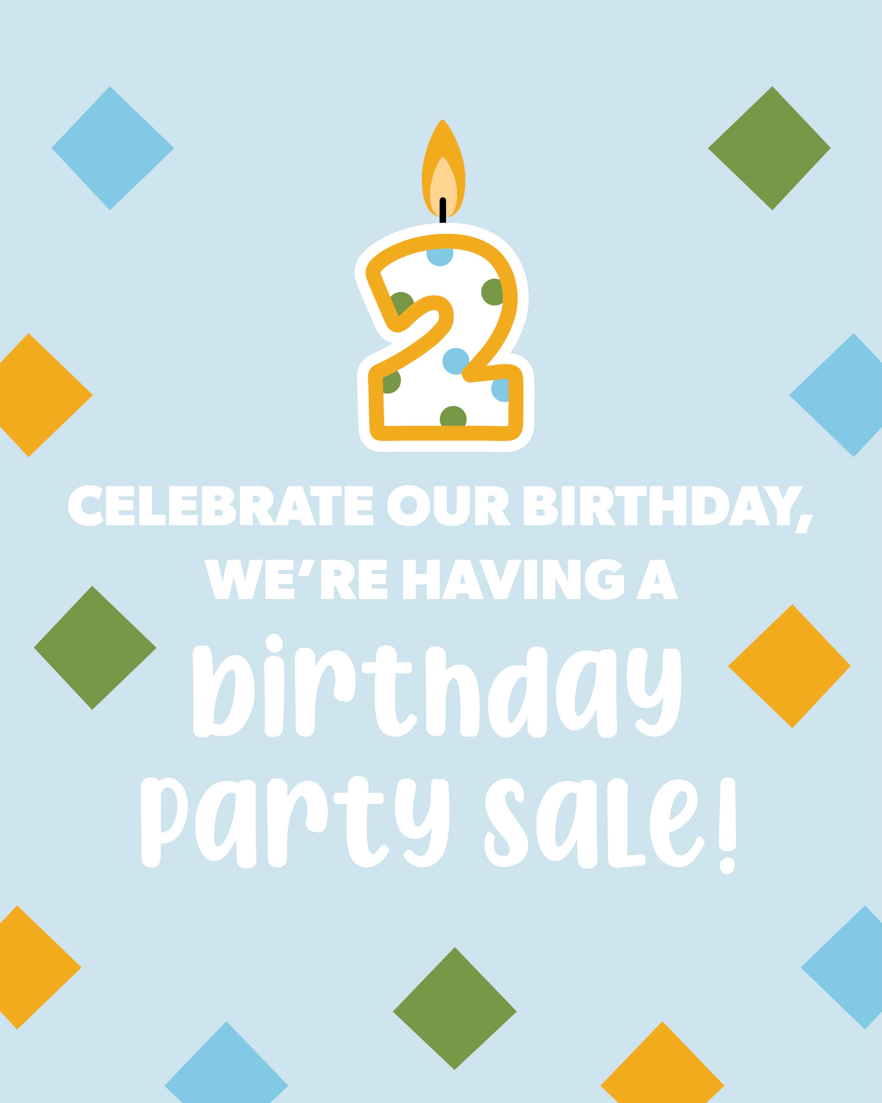 TWO celebrate our birthday we are having a sale on parties all week long 🎉 10% off of both of our birthday party packages. Discount automatically applied at check out. Sale valid through 8/8.