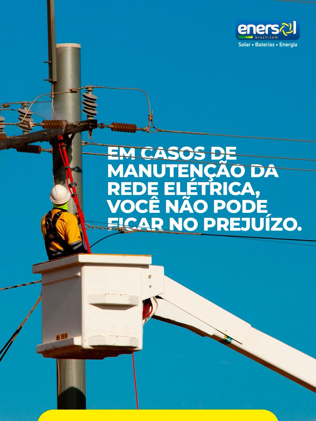 Manutenções programadas da rede elétrica são previstas. O problema é que os impactos na sua rotina nem sempre são. ⚡📅
Quando a energia é interrompida, alarmes e câmeras desligam, equipamentos ficam sem funcionamento, processos são interrompidos e prejuízos podem surgir em poucos minutos. 🚨📹💼
Com sistemas híbridos com armazenamento em baterias, sua casa ou negócio ganha mais autonomia e continuidade, mesmo durante desligamentos programados. E tem mais: essa solução também pode ser instalada em imóveis que ainda não possuem energia solar. 🔋🏡☀️
Porque ficar sem energia por algumas horas não precisa significar parar tudo. 💡✅
Fale com a nossa equipe e descubra se um sistema híbrido é a solução ideal para o seu espaço. 📲🤝
📞 71 3288-0338