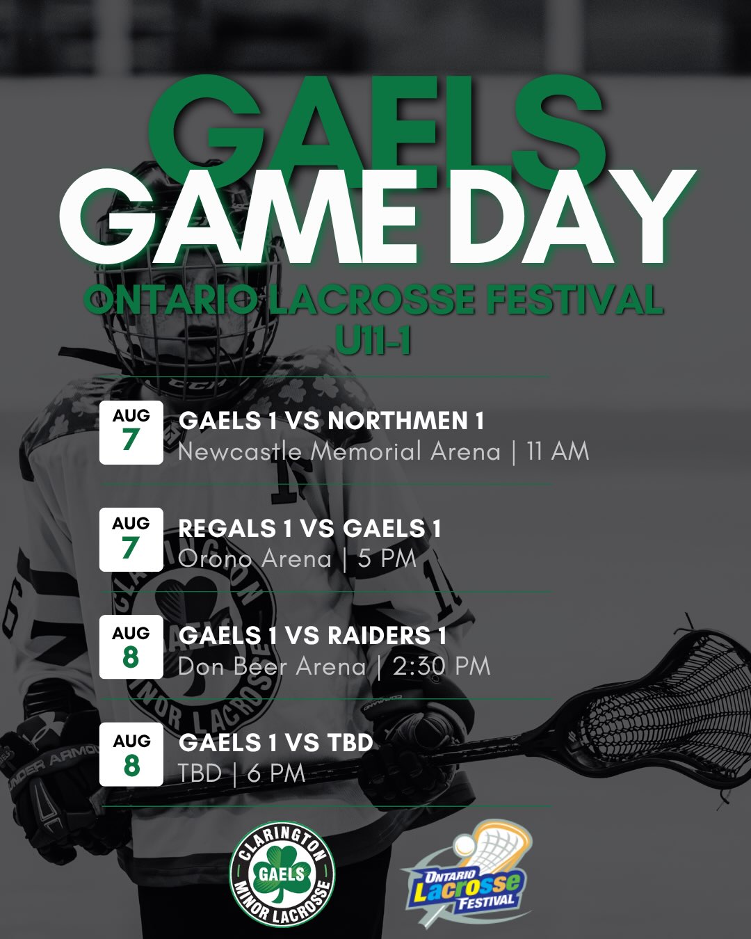 The stage is set!
Good luck to our final #GaelsNation teams as they hit the floor this weekend at the Ontario Lacrosse Festival to compete for Provincial Championships! Your hard work, dedication, and team-first attitude have earned you this opportunity, and we couldn’t be prouder.
Best of luck to our:
- U11-1
- U11-2
- U11-3
- U17
Play hard, support one another, and leave it all on the floor. The entire CMLA family is behind you every step of the way!
#OntarioLacrosseFestival #MinorLacrosse #BoxLacrosse