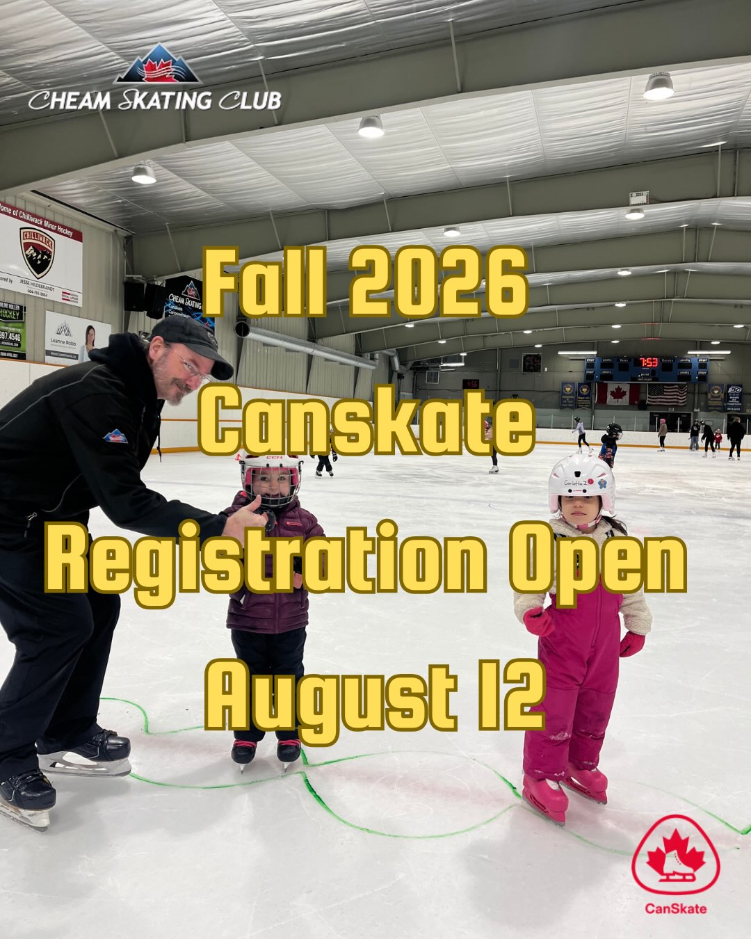 Fall 2026 Canskate and Canpowerskate registration is open Wednesday August 12th at 9:00am! Register to secure your spot.
Swipe to see the schedule.
Head to https://cheamskating.uplifterinc.com for registration.
Questions? Email cheamsc@telus.net
Happy Skating!
#aroundchilliwack #skatinglessons #chilliwack #sardis #canskate