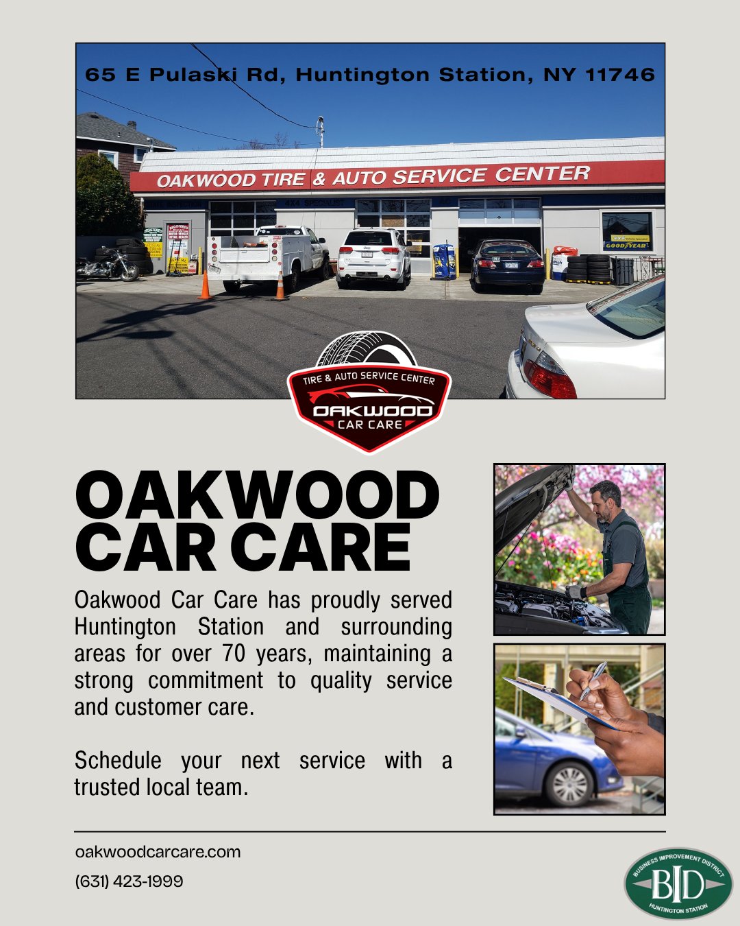 For over 70 years, Oakwood Car Care has served Huntington Station and the surrounding areas with a steady commitment to quality service and customer care. That's seven decades of keeping this community's cars โ and trust โ running strong.
๐ 65 E Pulaski Rd, Huntington Station, NY 11746
๐ (631) 423-1999