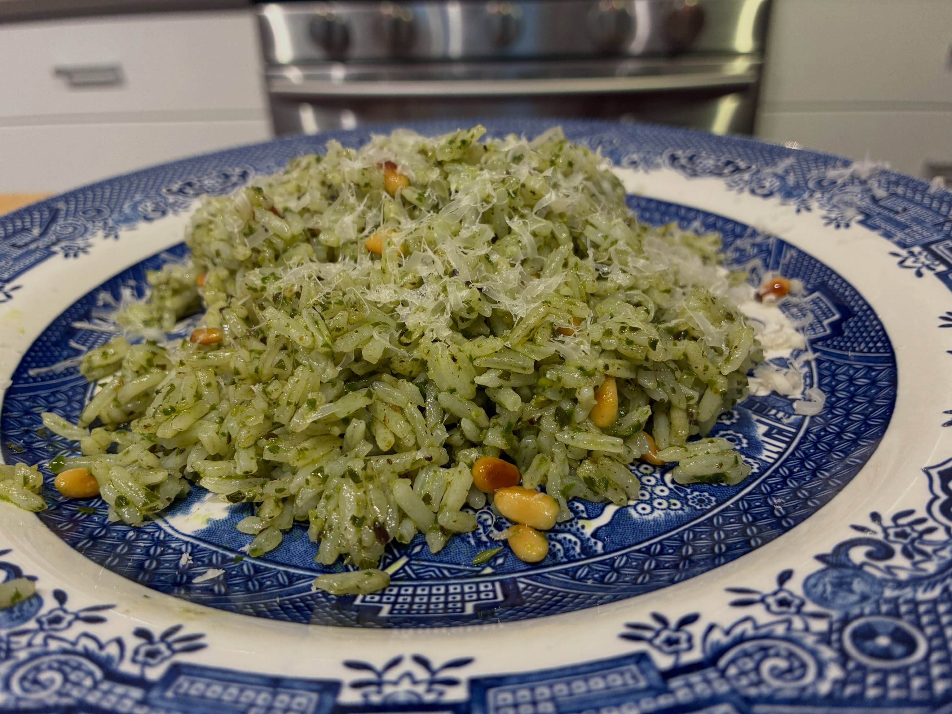 I lied, no lobster tonight just fresh basil #pesto with rice.
